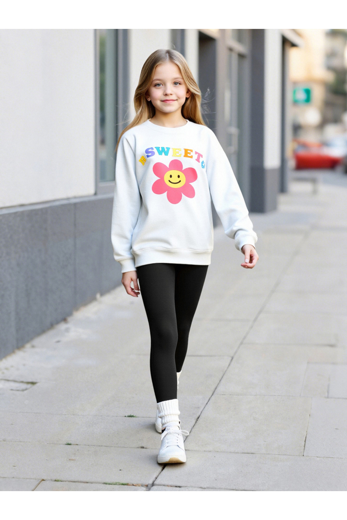 Take Two By Styli Teens Graphic Sweatshirt and Leggings Set