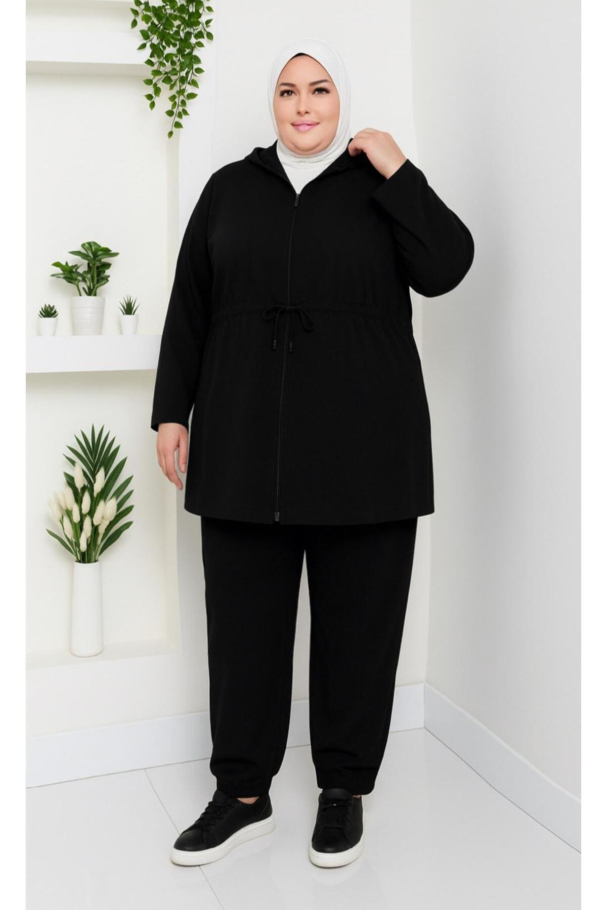 CNG MODA Büyük Beden Modal Kumaş Bağlamalı Anne Eşofman Takımı