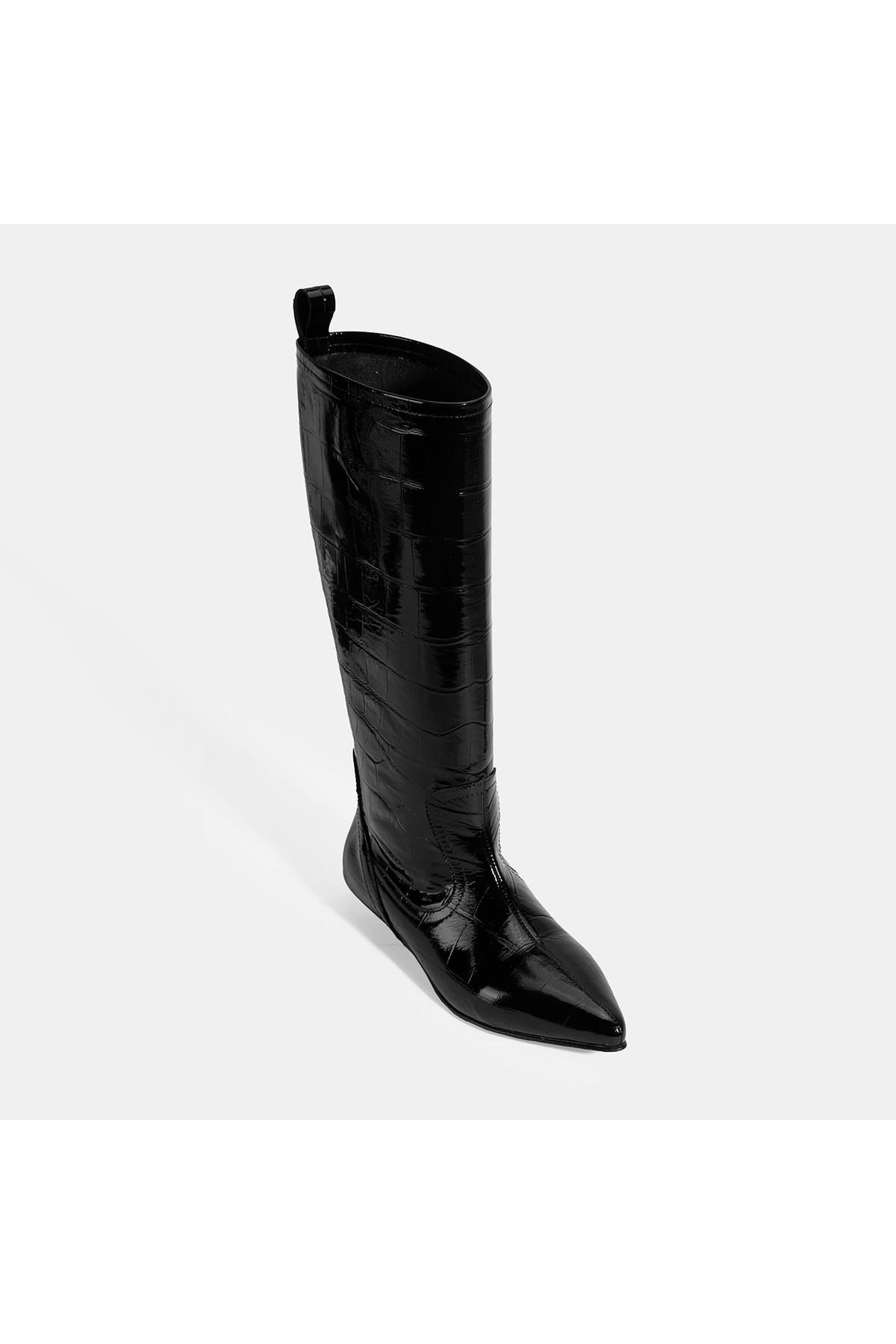 Desa  Kadın Siyah Kroko Baskılı İnce Topuklu Rugan Deri Çizme - Görsel 5