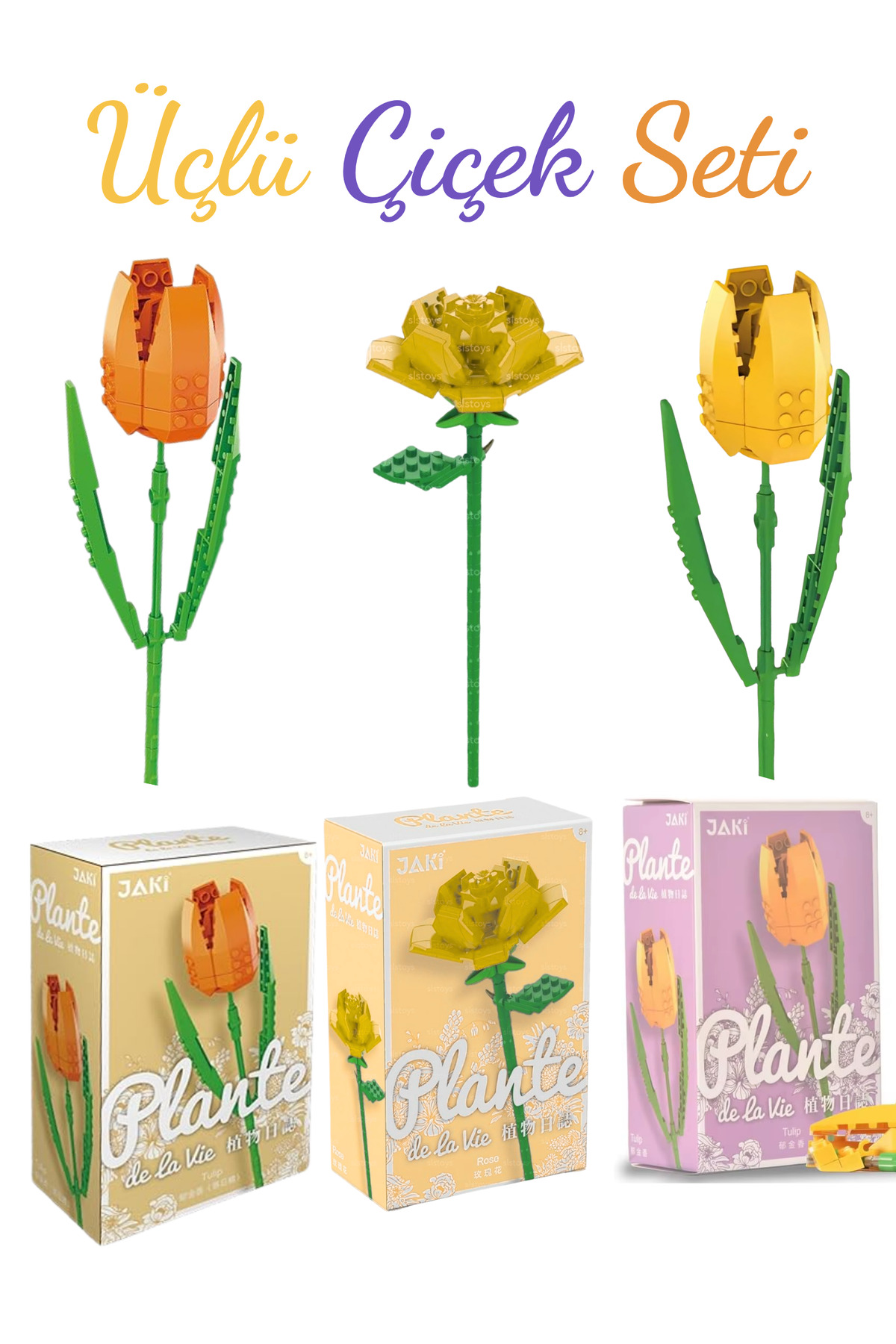 مجموعه ۳ عددی کیت ساخت دسته‌گل رز تزئینی اسباب‌بازی، بیش از ۲۰۰ قطعه، مجموعه کامل/مجموعه گل جاودانه – ۴