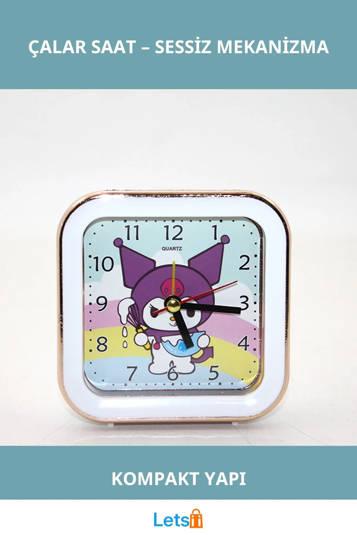 Letsii Kuromi Temalı Sessiz Çalar Saat Sevimli Tasarım İdeal Kompakt