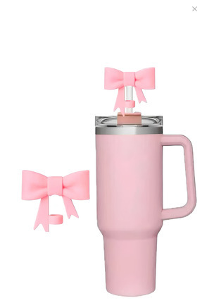 Popidima Pembe Fiyonk Kurdele Modeli Pipet Kapağı Termos Uyumlu