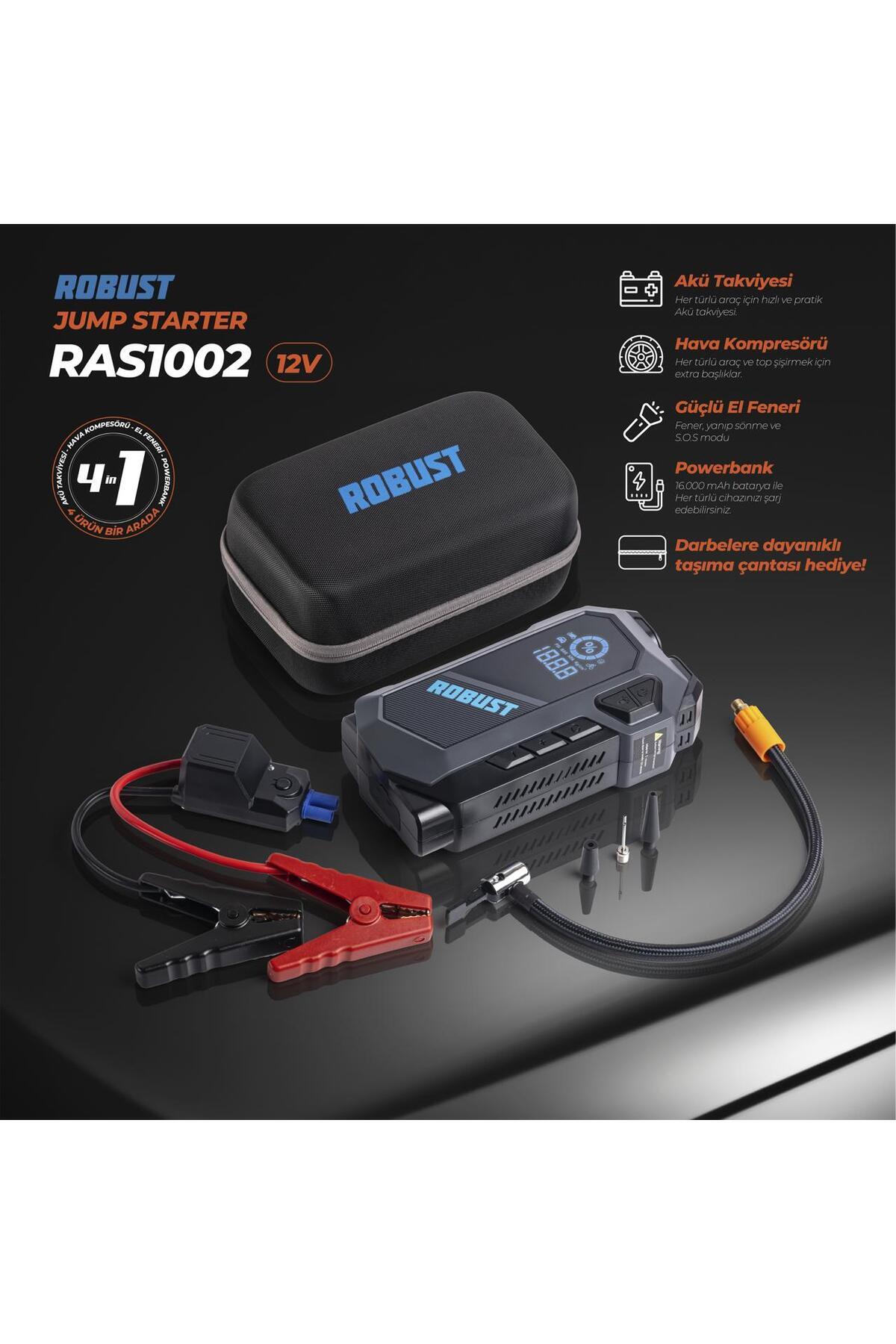 oto365 Jump Starter Taşınabilir Akü Takviye Cihazı 16000mah 4in1 Hava Kompressörü Powerbank El Feneri