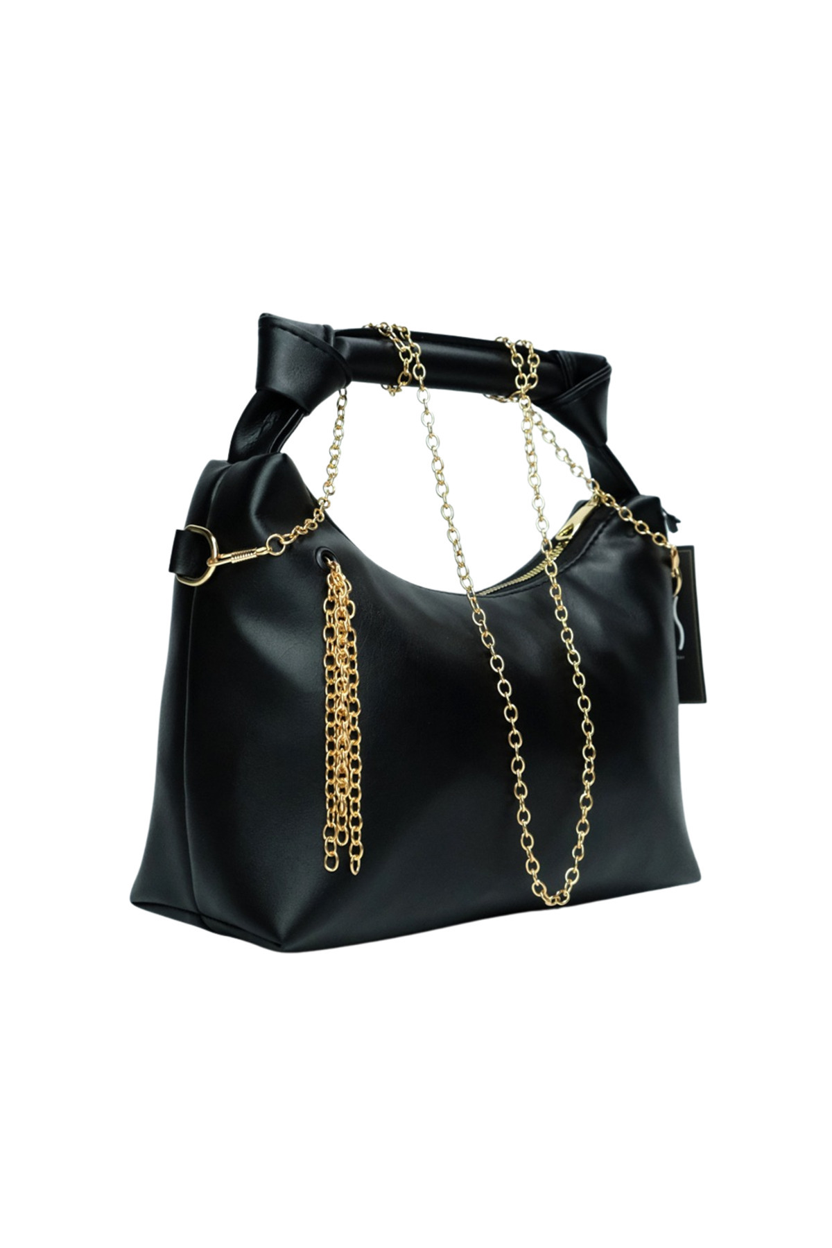 Budi Zincir Askılı Deri Çanta-Siyah