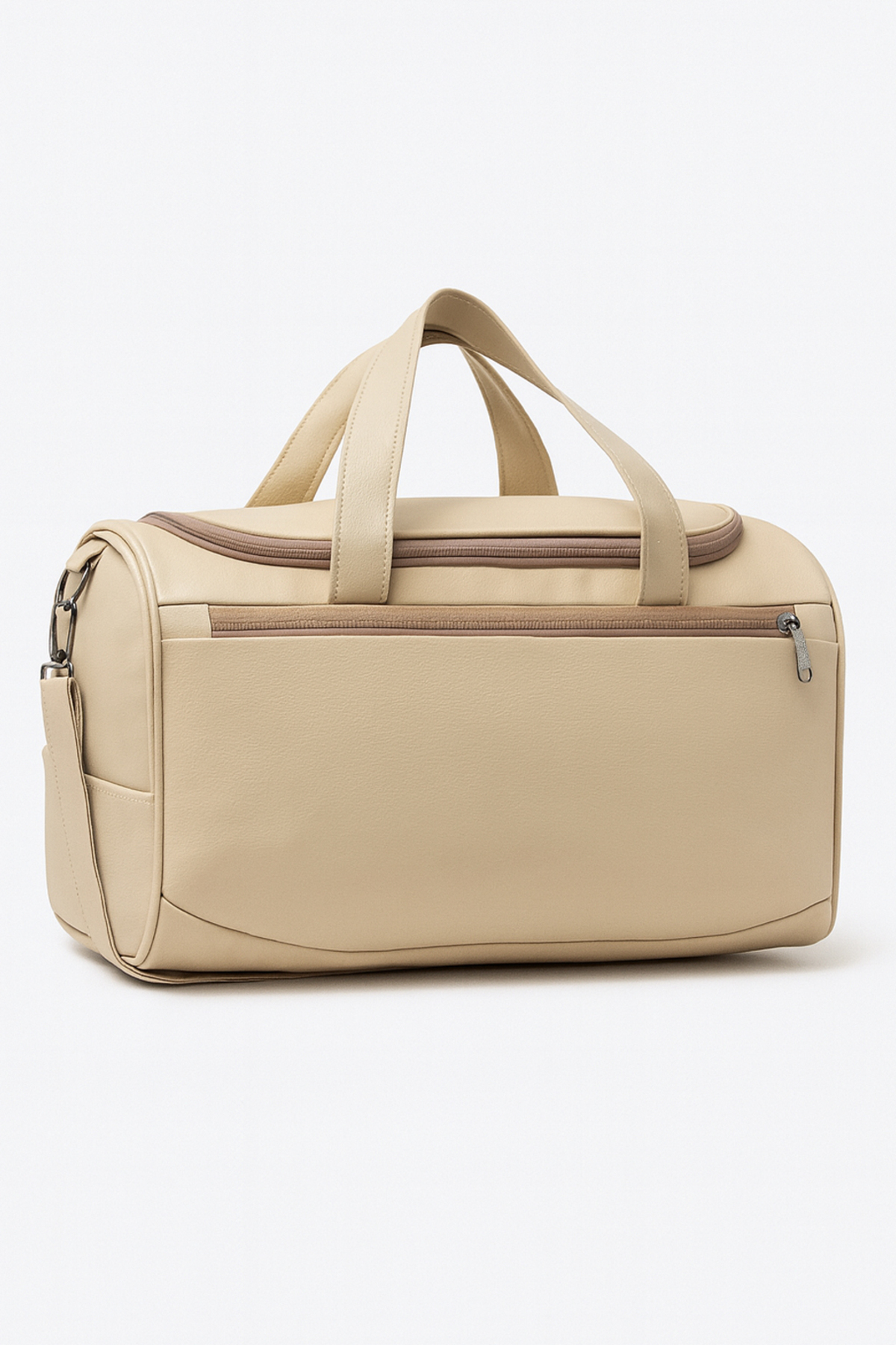 KAFF  Bej Suni Deri Yan Ayakkabı Bölmeli Unisex Geniş Hacimli Seyahat Spor Fitness Spor Çantası - 00124 - Görsel 2