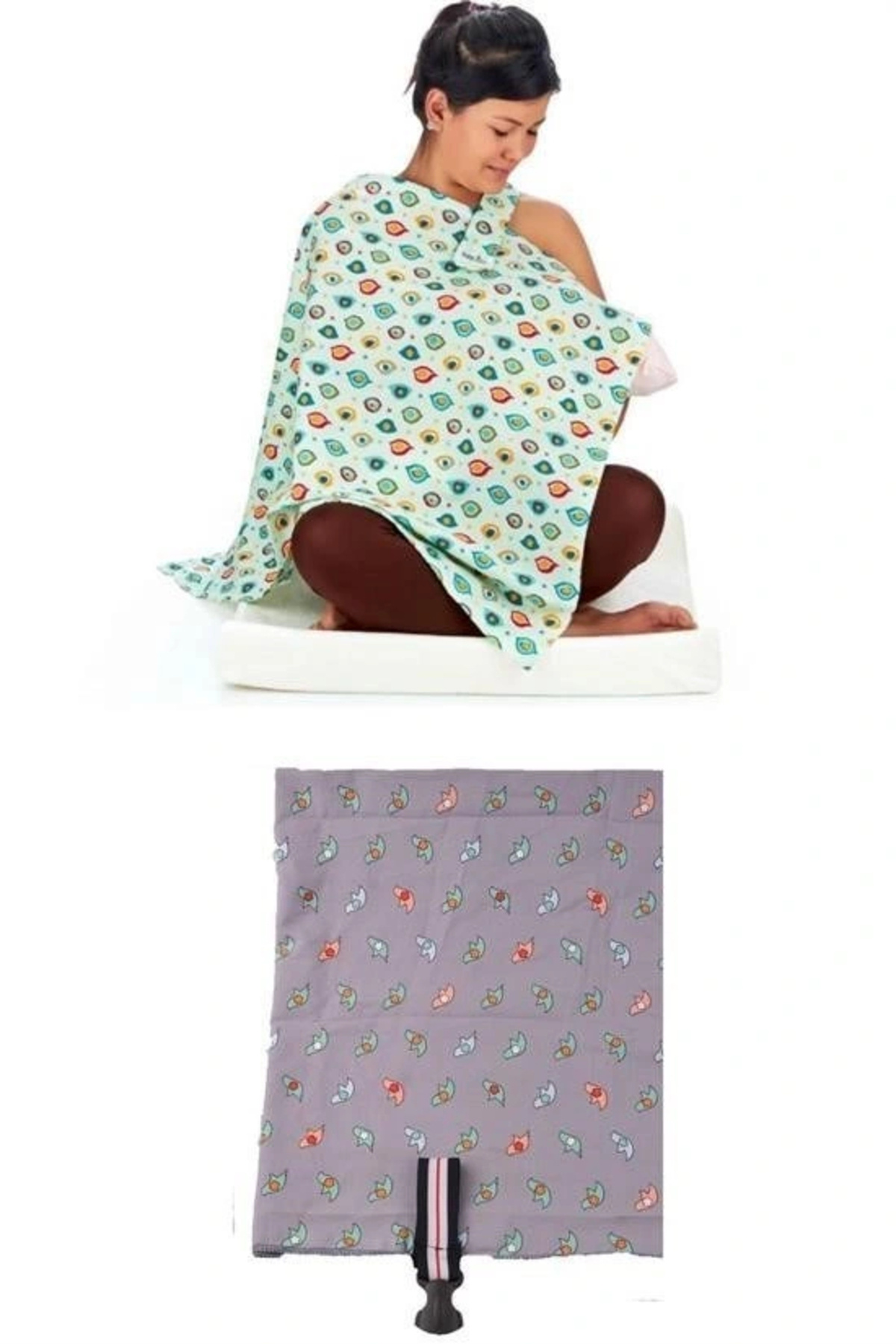 Leyloş Kullanışlı Bebek Emzirme Önlüğü Kuş Desenli