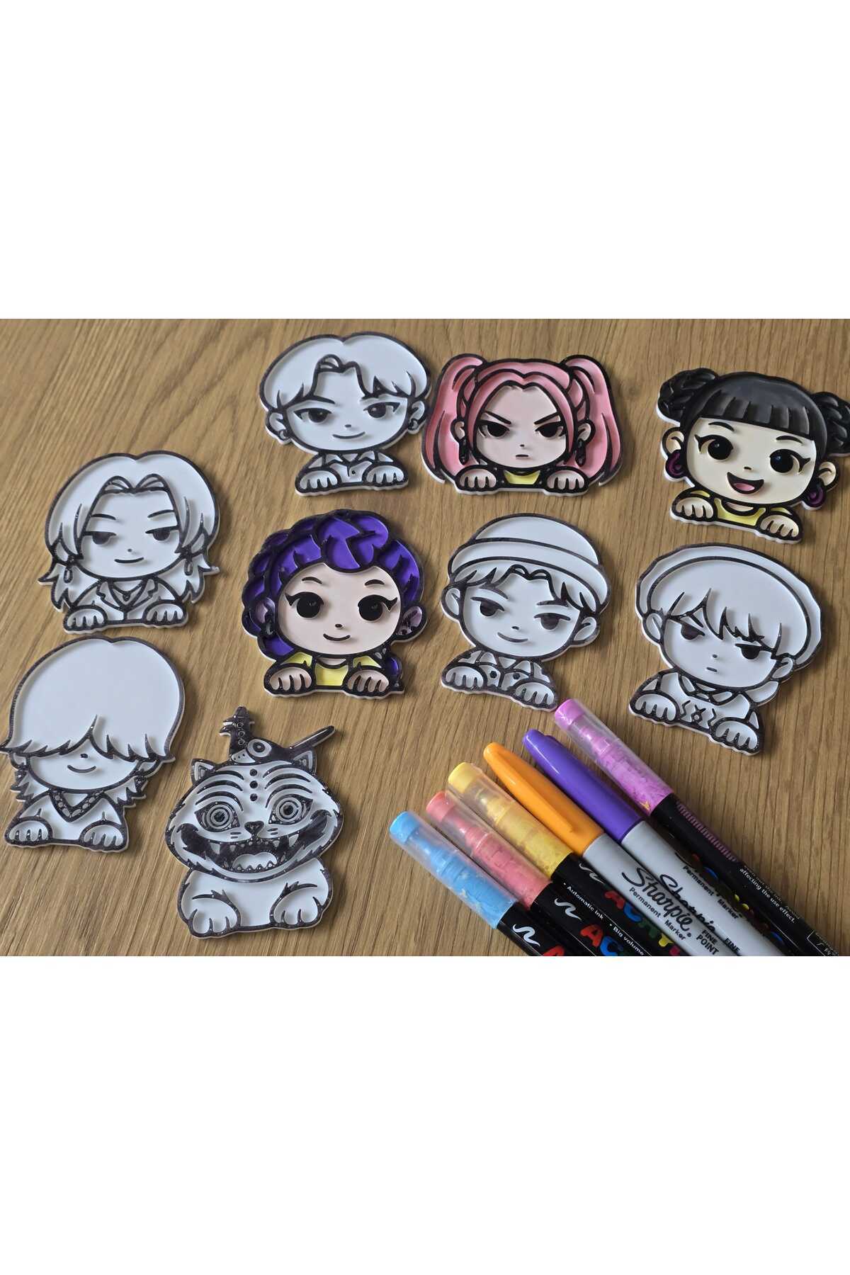 ATOLYETASBAHCE Kpop Demon Hunters-İblis Avcıları Boyama Seti (9parça)(10 cm)