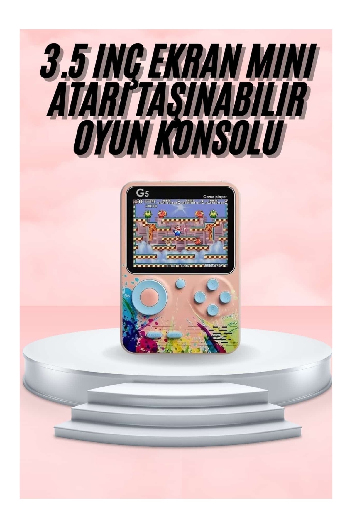 TeknoKesgin 3.5 İnç Klasik Retro LCD Ekran 500 Oyunlu Oyun Konsolu Taşınabilir