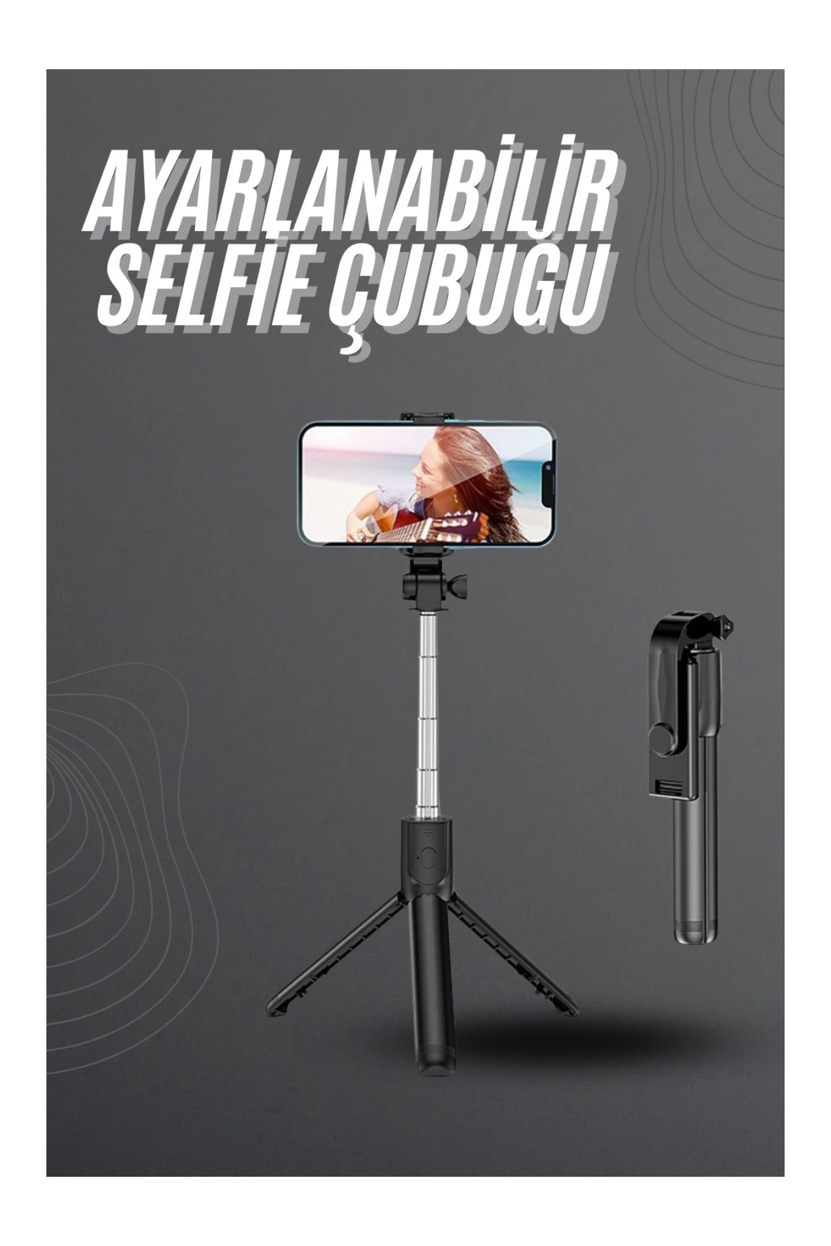 TeknoKesgin Selfie Çubuğu Tripod Bluetooth Kumandalı Selfie Çubuğu Telefon Tutucu