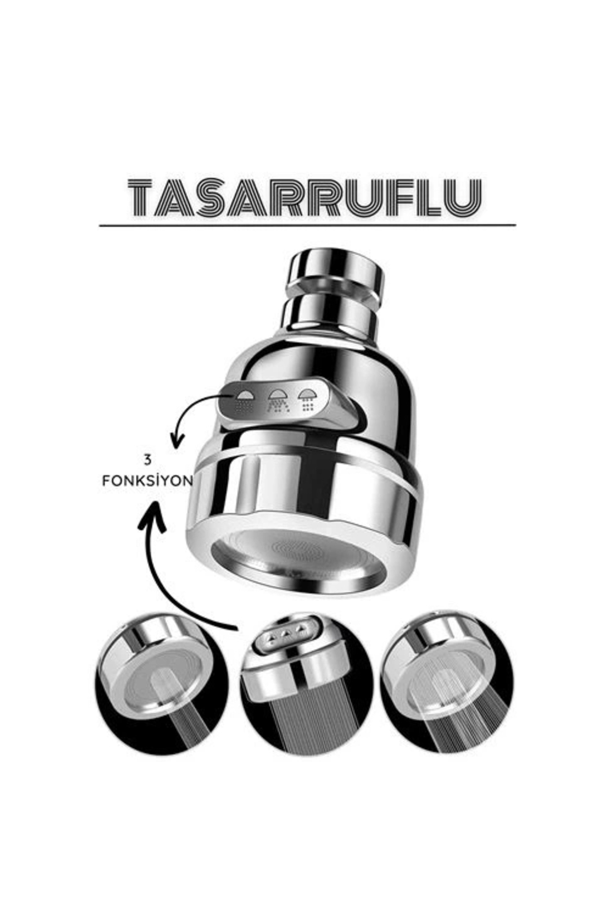 shopwave 3 Fonksiyonlu Tasarruflu Musluk Başlığı Krom
