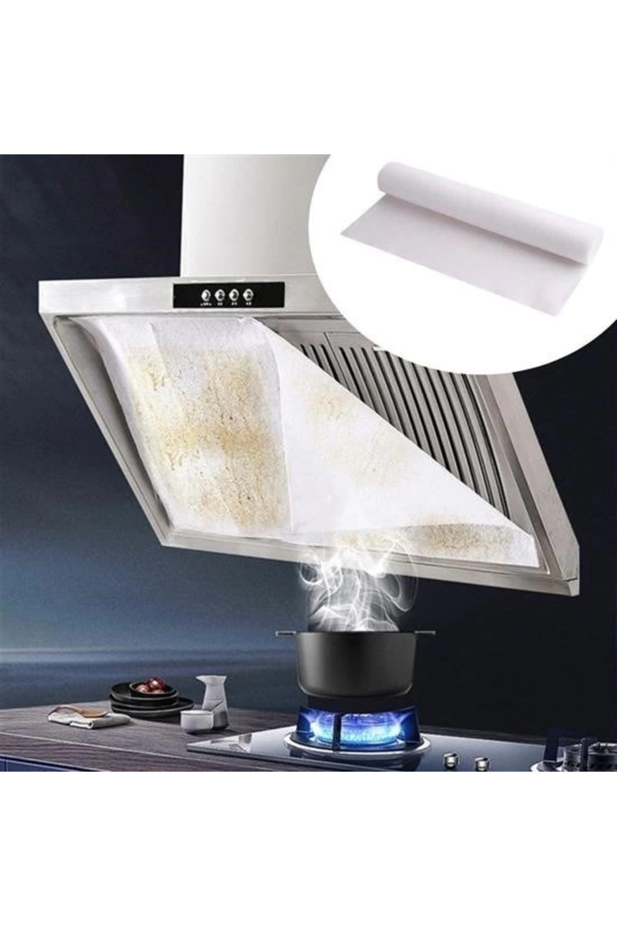 dorenta 2li Yağ Emici Duman Önleyici Pratik Mutfak Davlumbaz Koruyucu Dayanıklı Yedek Filtre 45x90cm