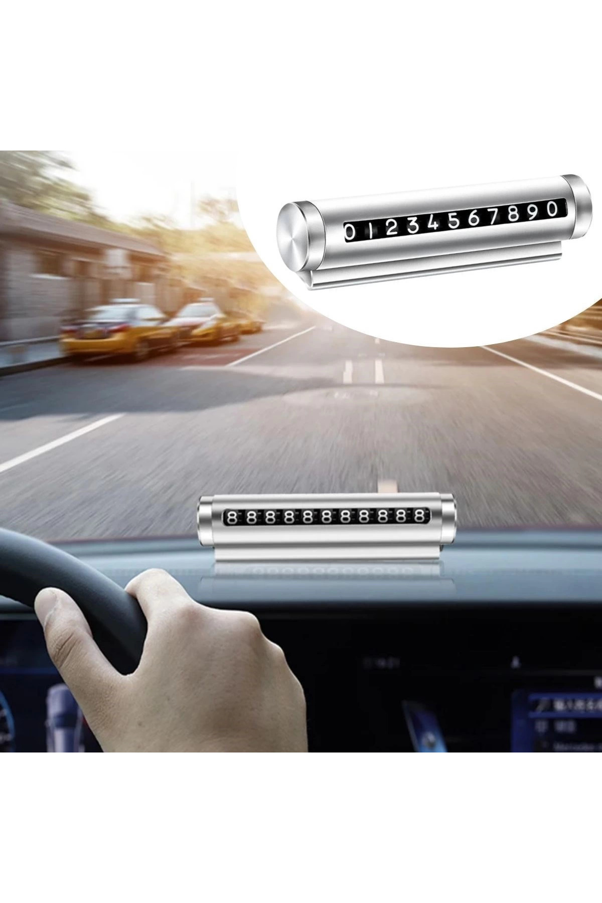 dorenta Alüminyum Kasa Gri Renk Çevirmeli Araç Içi Telefon Numaratörü Park Oto Numaratörü