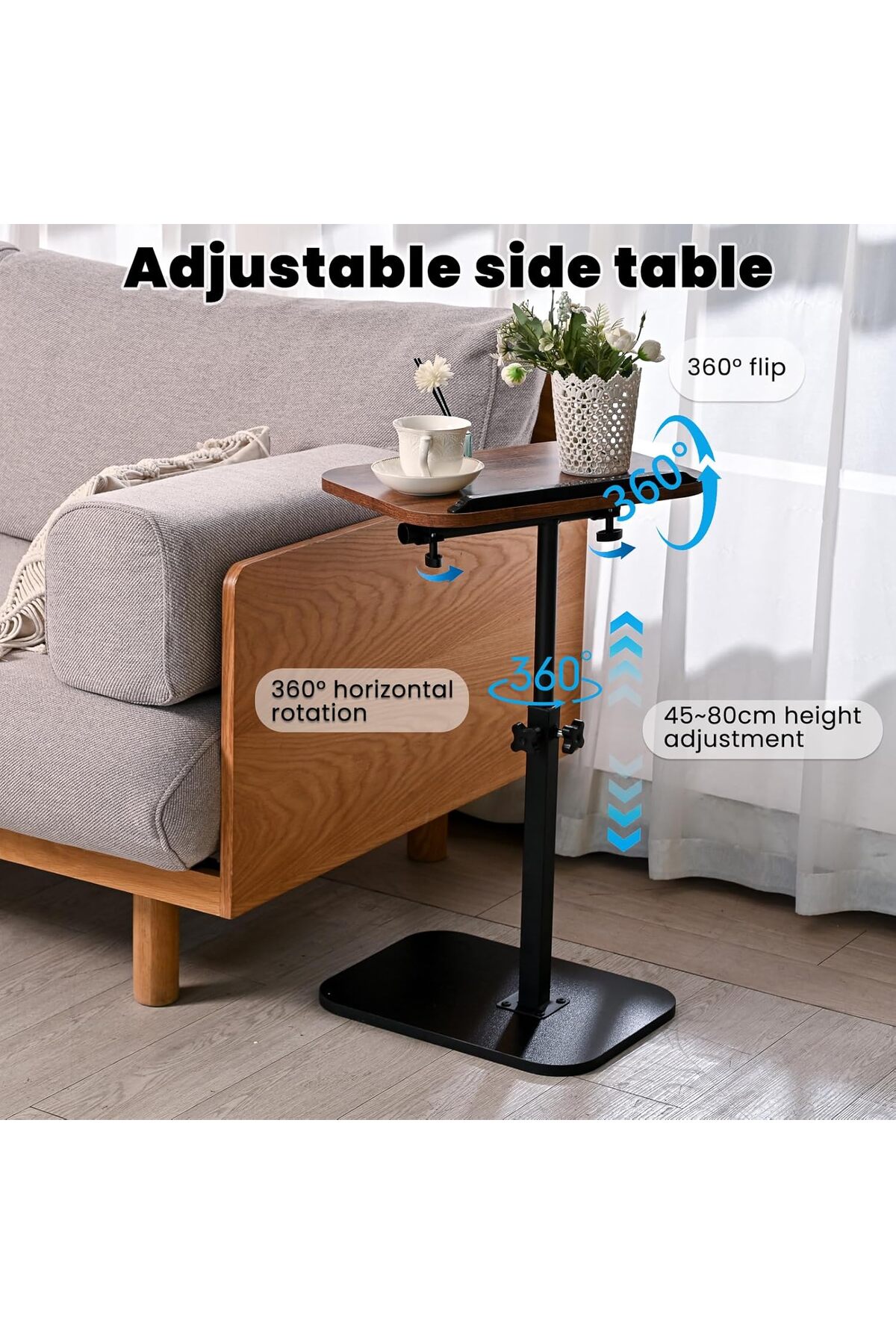 طاولة جانبية قابلة للتعديل وطاولة قهوة وطاولة نهائ...