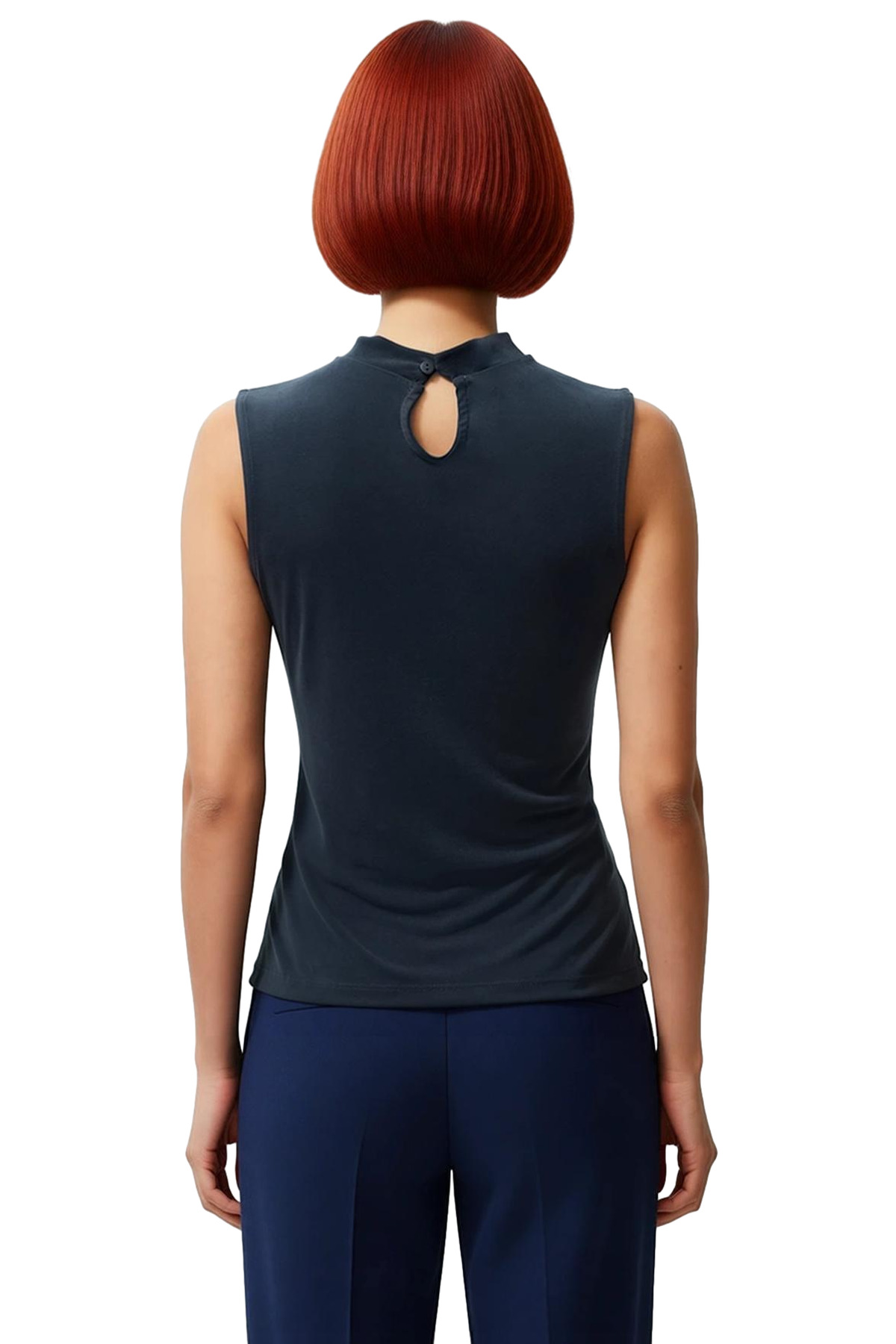 Kadın Asimetrik Kolsuz Örme Bluz Modal Polyester Günlük Şık Özenle Seçilmiş Kaliteli İşçilik