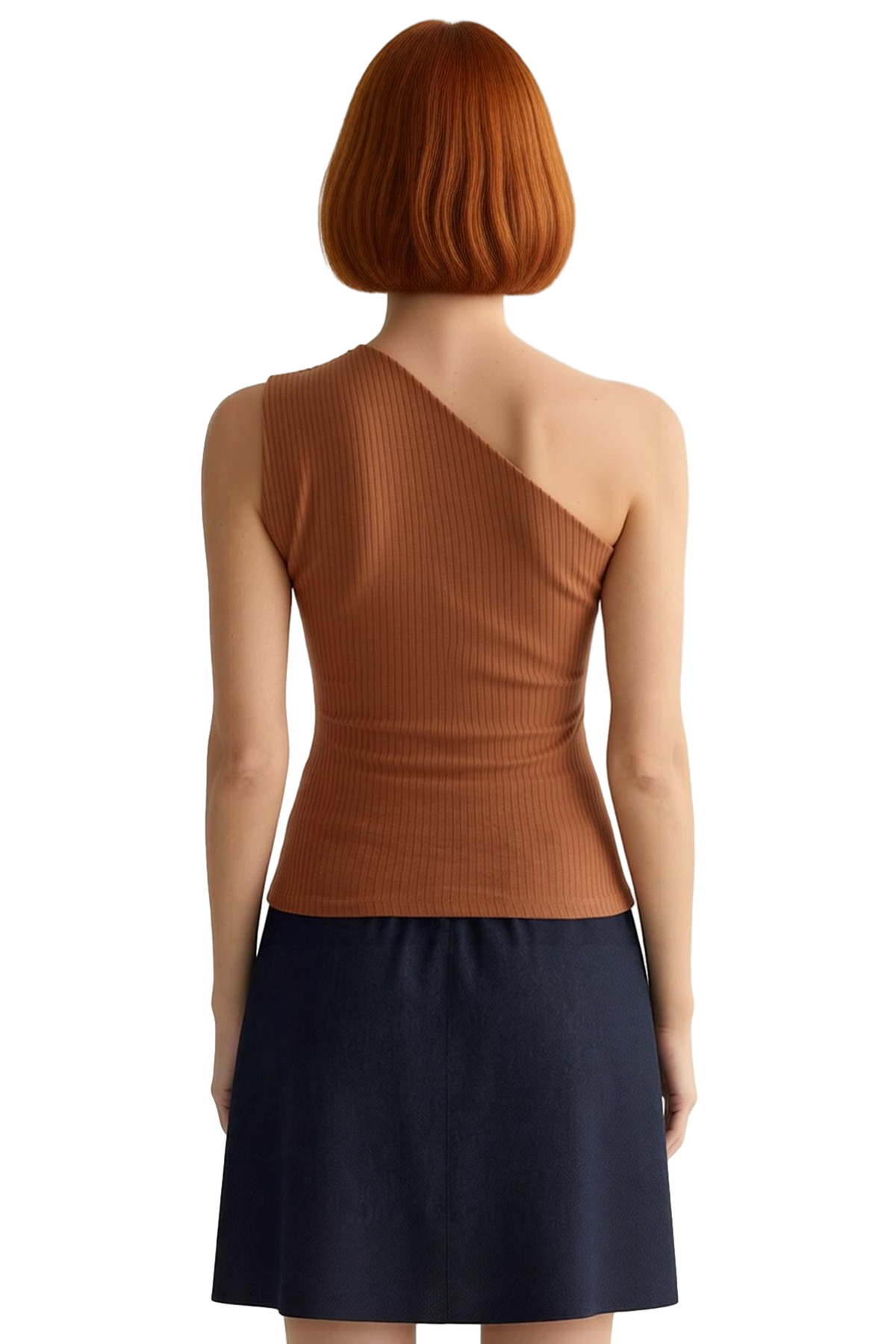 Asimetrik Yaka Fitted Kolsuz Örme Bluz Rahat Günlük Stil Şık Görünüm Kullanım