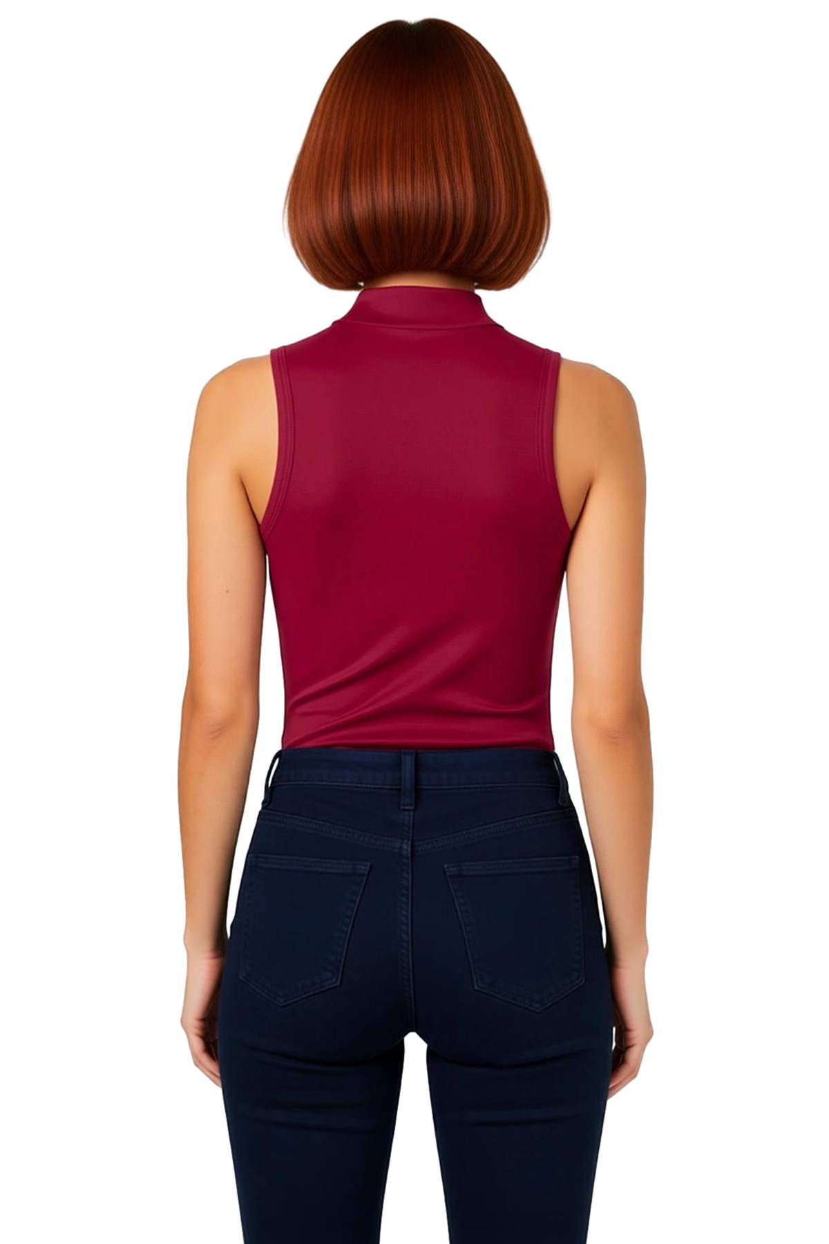 Kadın Fitted Dik Yaka Kolsuz Viskoz Bluz Günlük Stil Seçkin Malzeme Konforlu Kesim Modern