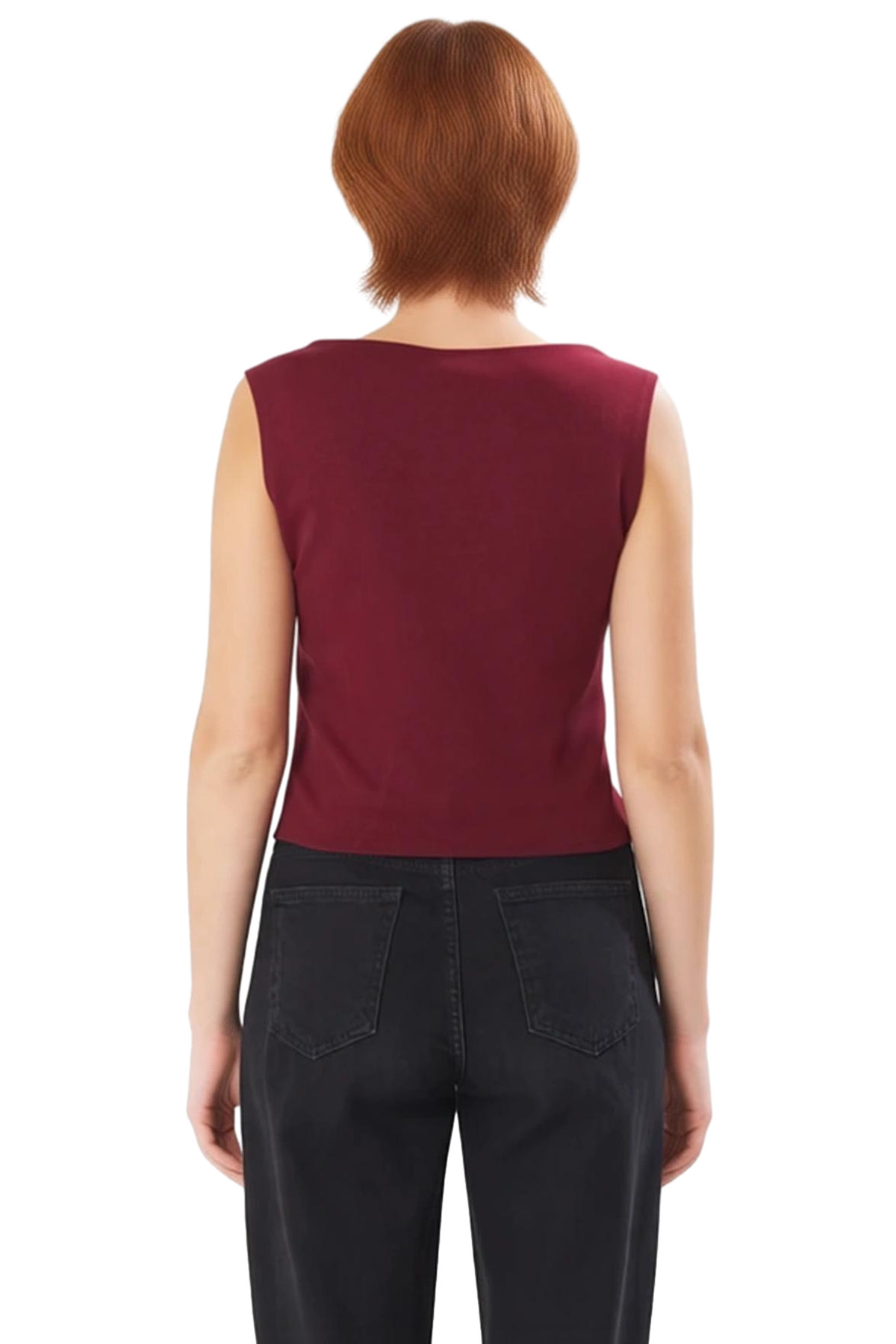 Fitted İnterlok Örme Bluz Havuz Yaka Yazlık Casual Tarz Zarifane Tasarım Dayanıklı Malzeme
