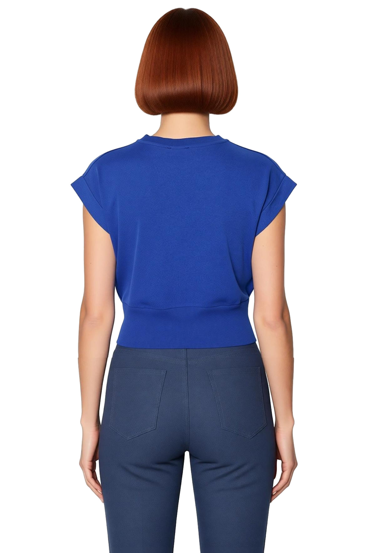Bisiklet Yaka Kolsuz Örme Bluz Crop Fit Yazlık Günlük Zarifane Tasarım Dayanıklı Malzeme