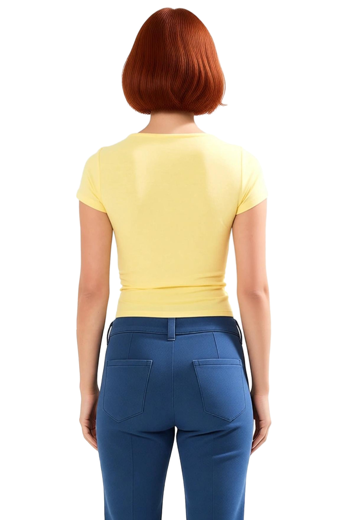 Yazlık Crop Bisiklet Yaka Fitted Viskoz Bluz Günlük Stil Uzun Ömürlü Zarifane Tasarım Premium Kalite
