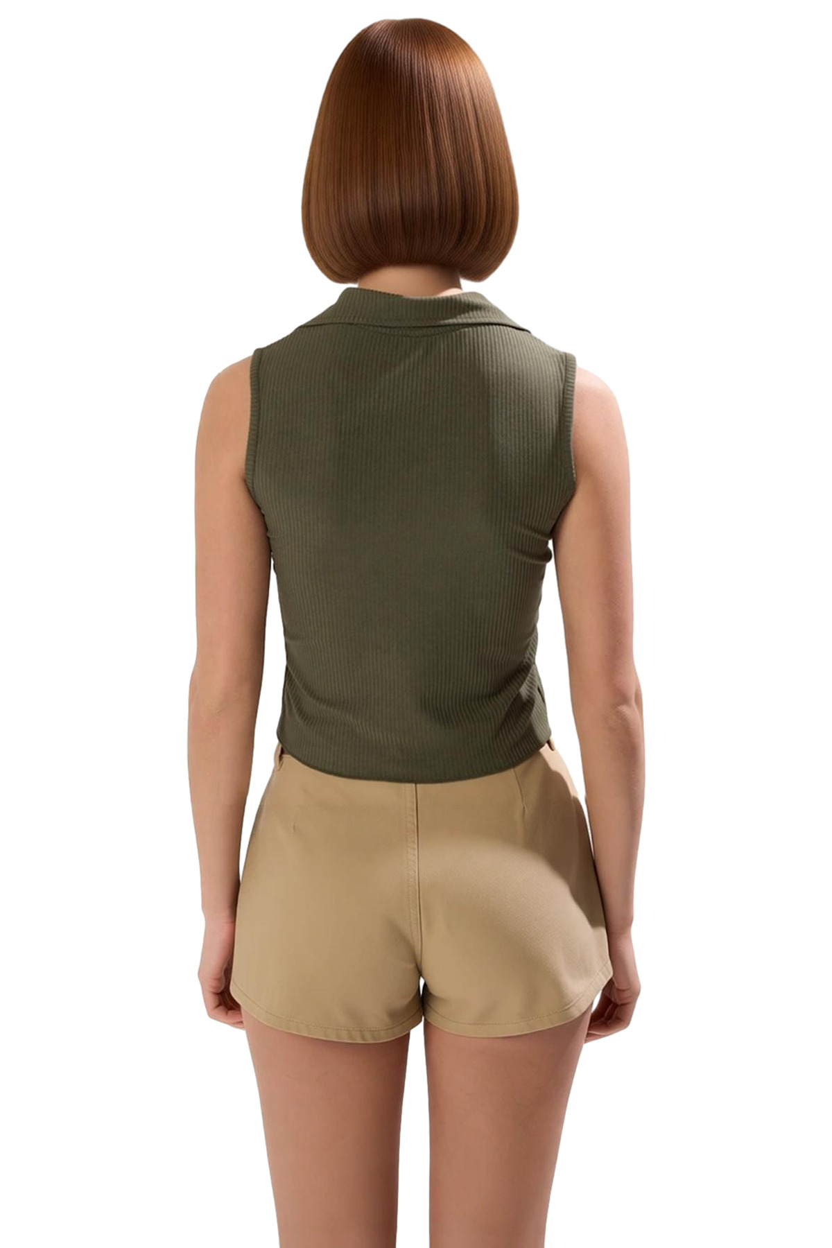Kadın Polo Yaka Crop Örme Bluz Yazlık Rahat Kombin Trend Tasarım Uzun Ömürlü Kaliteli İşçilik