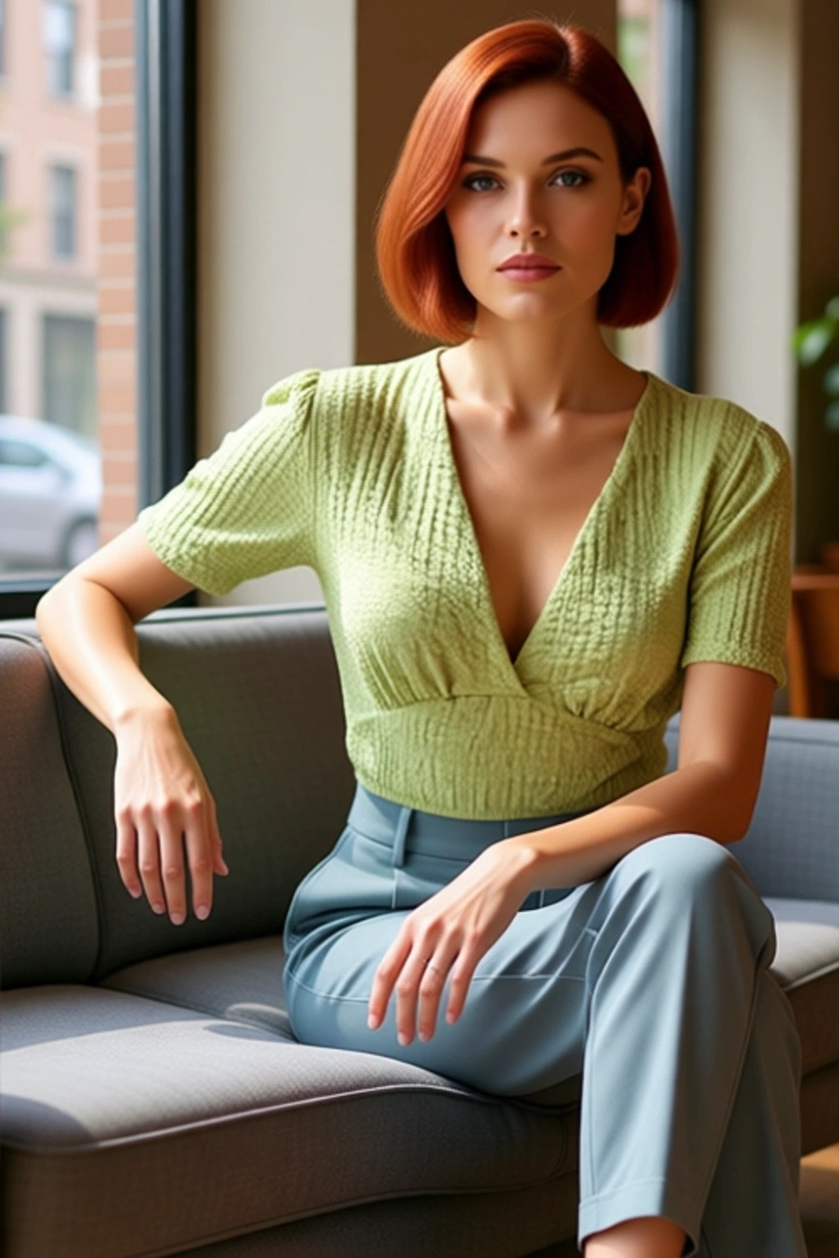 Kadın V Yaka Fitted Crop Örme Bluz Kısa Kol Yazlık Uzun Ömürlü Günlük Kullanım İçin