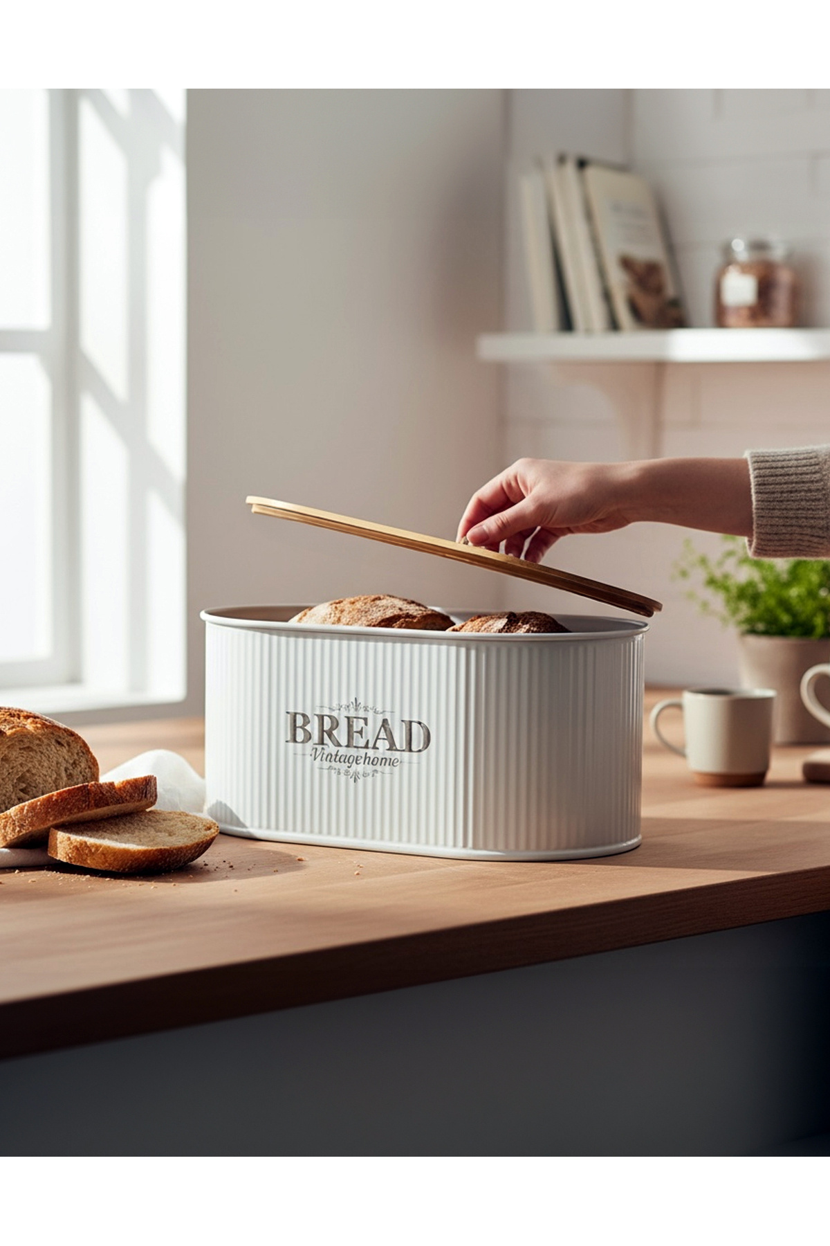EVSTYLE BAMBU KAPAKLI EKMEKLİK - KENDİNDEN DESENLİ