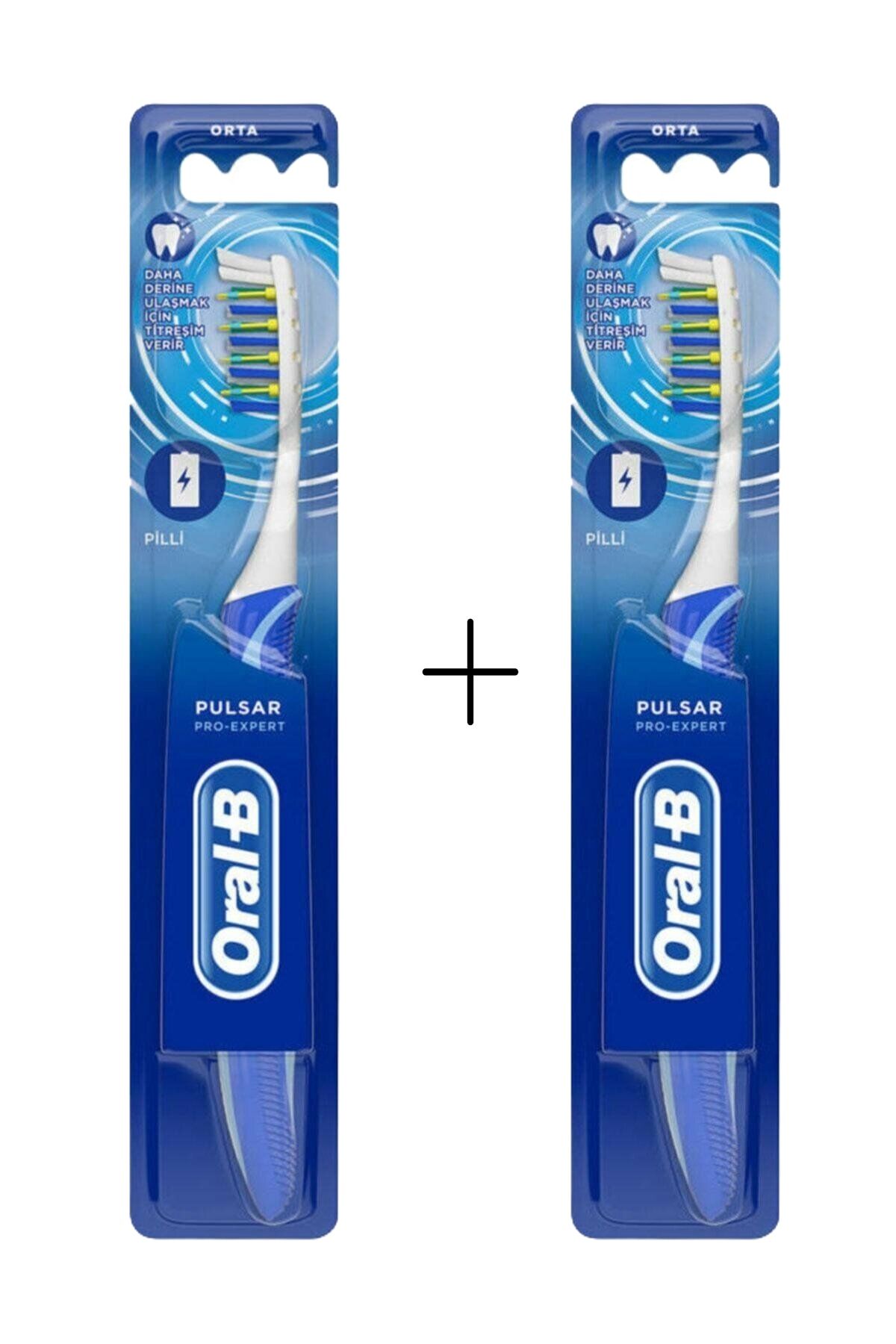 Oral-B Oral B Pulsar Pilli Titreşimli Diş Fırçası Pro Expert Medium Orta 2 Adet
