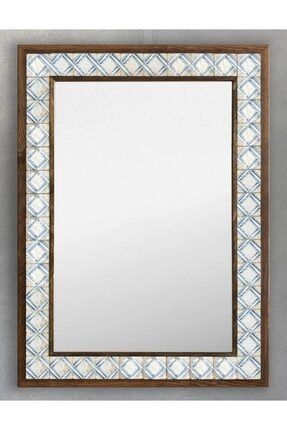Ahşap Çerçeveli Mozaik Taş (mermer) Ayna 53x73 Cm Doğal Ayna Eskitme Seramik Desen AYN5070-110