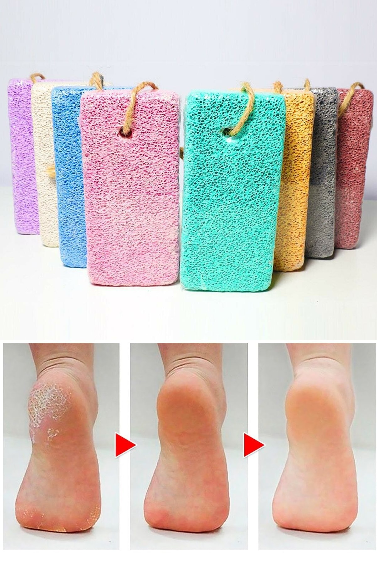 aktarloji 2 Adet Topuk Taşı / İpli Ponza Taşı / Renkli / Doğal Ayak Ve Topuk Bakımı / Nasır Peeling Taşı — İpli-Topuk-Taşı-2
