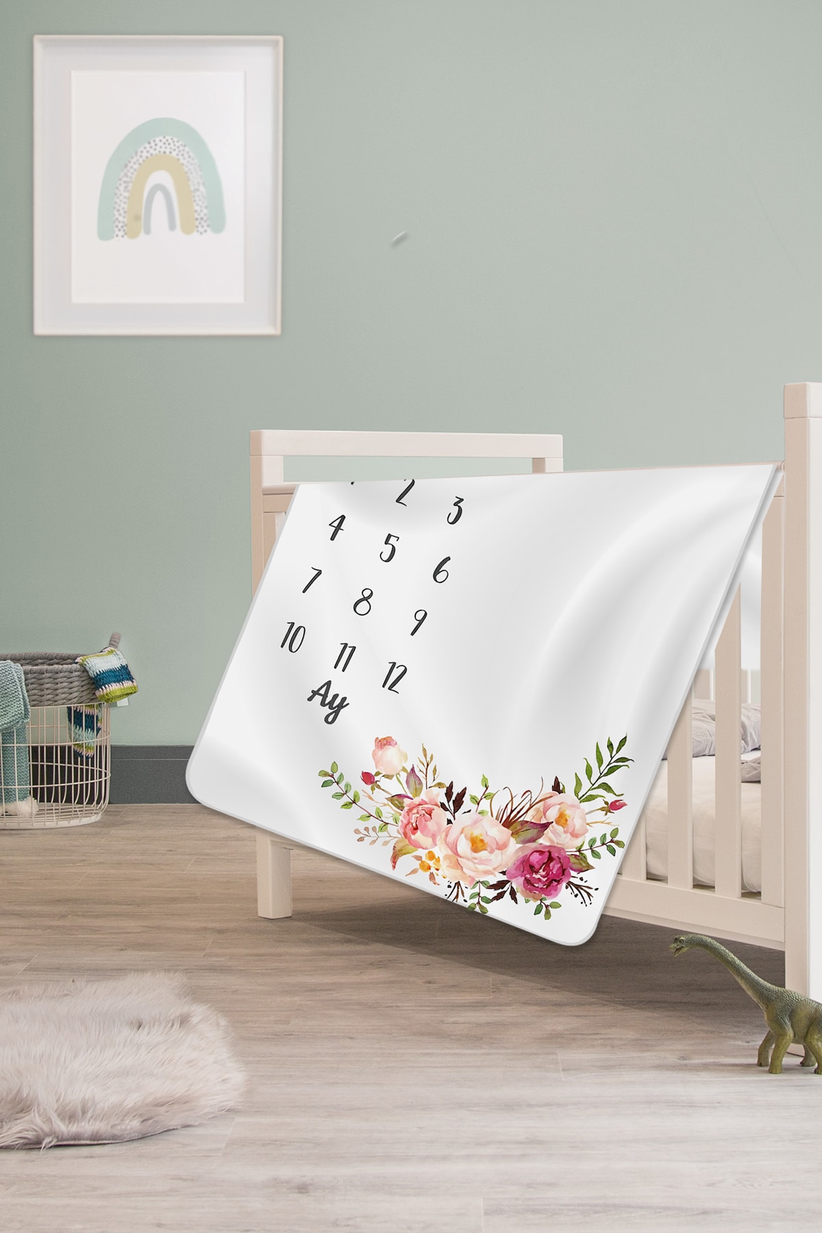 Moky Design Bebek Hediyesi Aylık Anı Battaniyesi, Hediyelik Kız Bebek Yeni Doğan Doğum Hediye Seti, Baby Shower fotoğrafı 4 (önizleme)