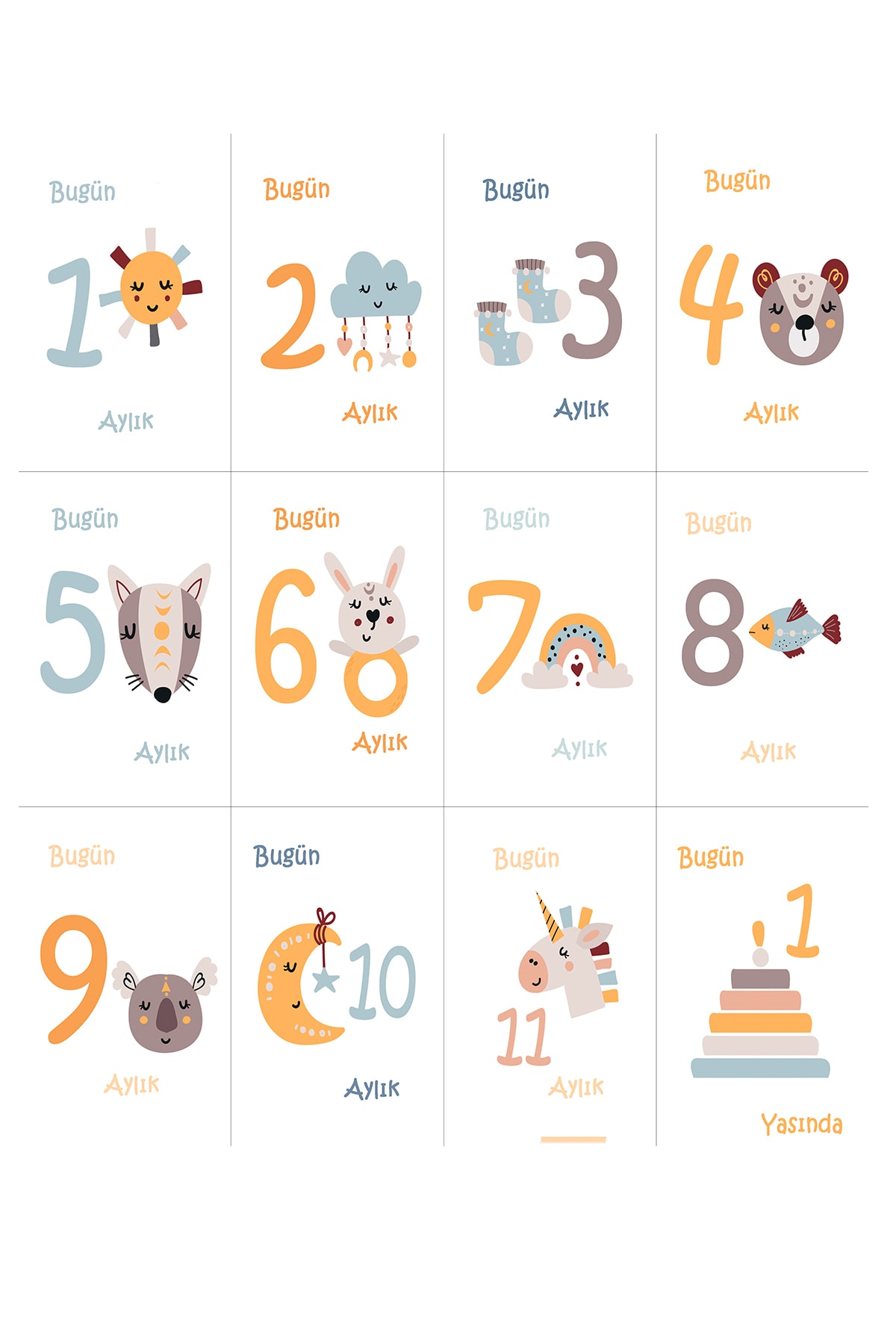 Moky Design Bebek Hediyesi Aylık Anı Battaniyesi, Hediyelik Kız Bebek Yeni Doğan Doğum Hediye Seti, Baby Shower fotoğrafı 5 (önizleme)