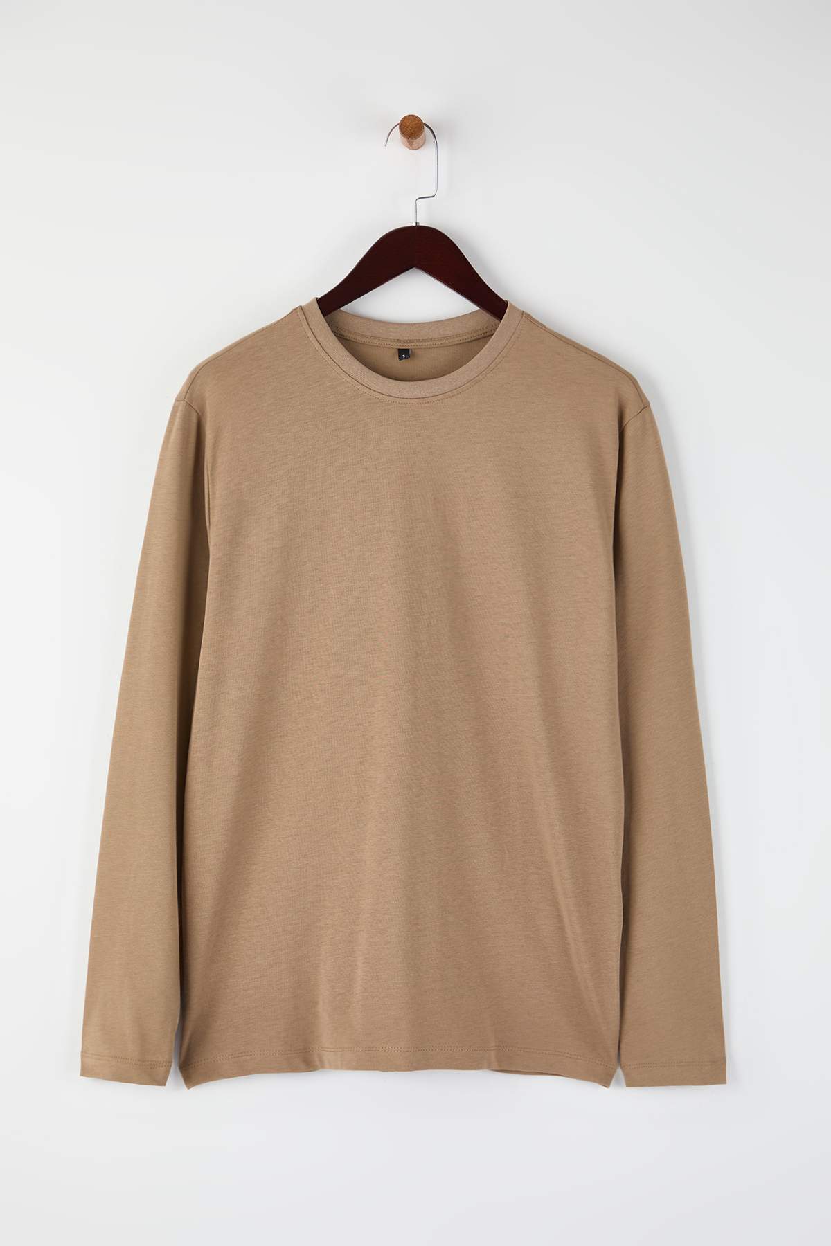 Trendyolmilla Man Vizon Basic Regular/Normal Kesim Bisiklet Yaka Uzun Kol %100 Pamuk T-Shirt TMNAW21TS0208