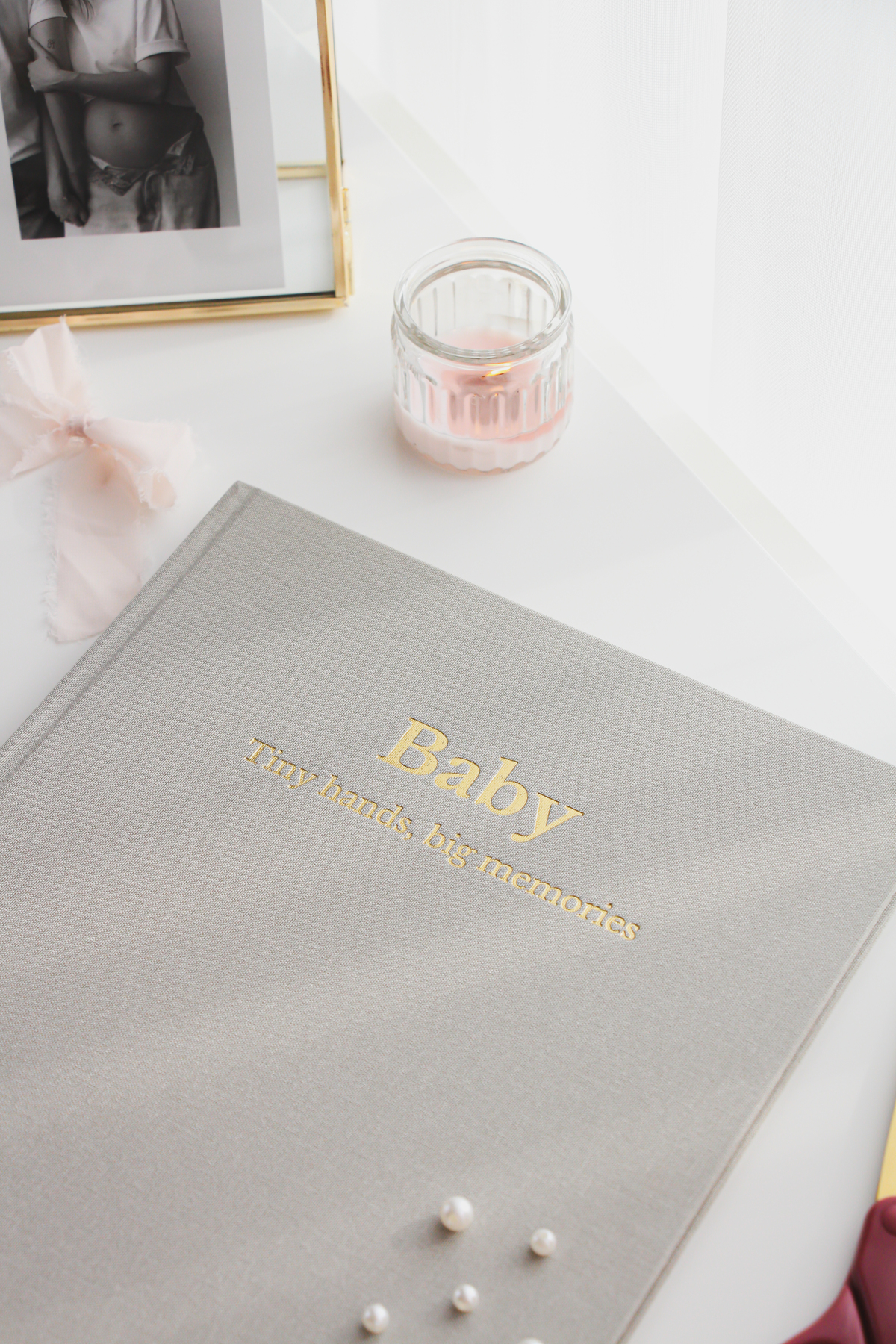 Memories & more Bebek Anı Defteri - Keten Kumaş Kapak & Altın Yaldız Baskılı fotoğrafı 4 (önizleme)