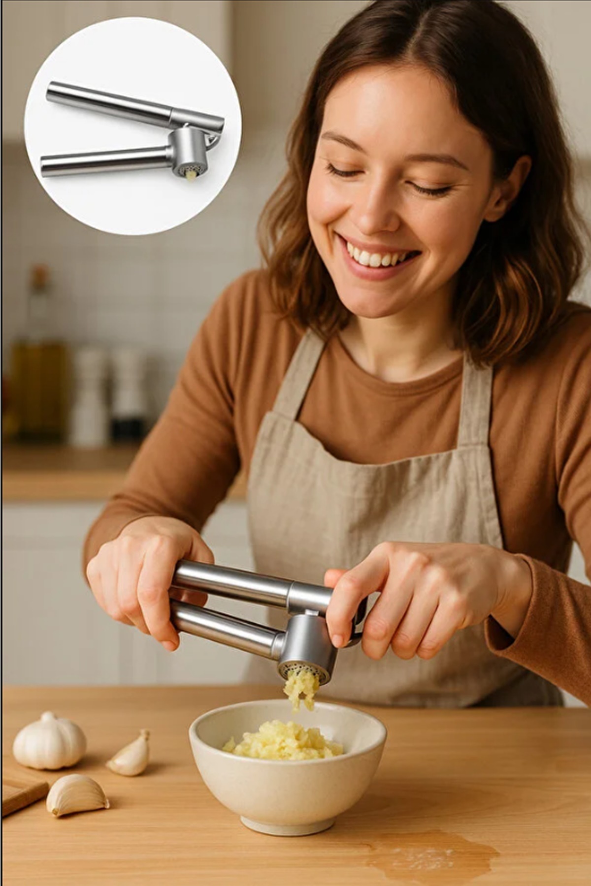 Kitchen Live Paslanmaz Hazneli Sarımsak Ezici Koncıs
