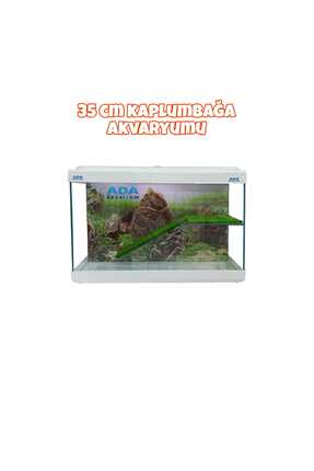 ADA AKVARYUM Su Kaplumbağası Akvaryumu Bahçeli Rampalı Dinlenme 35x25x15 Cm A...