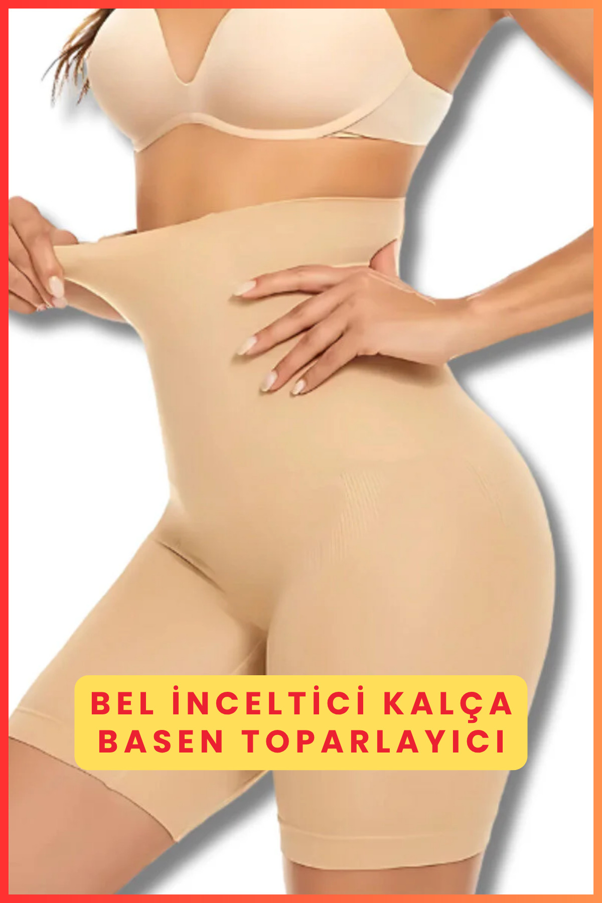 figiza Yüksek Bel Paçalı Seamless Korse - Dikişsiz Göbek Alt Karın Bel ve Basen Toparlayıcı Şekillendirici Kadın Şort Korse görsel 6