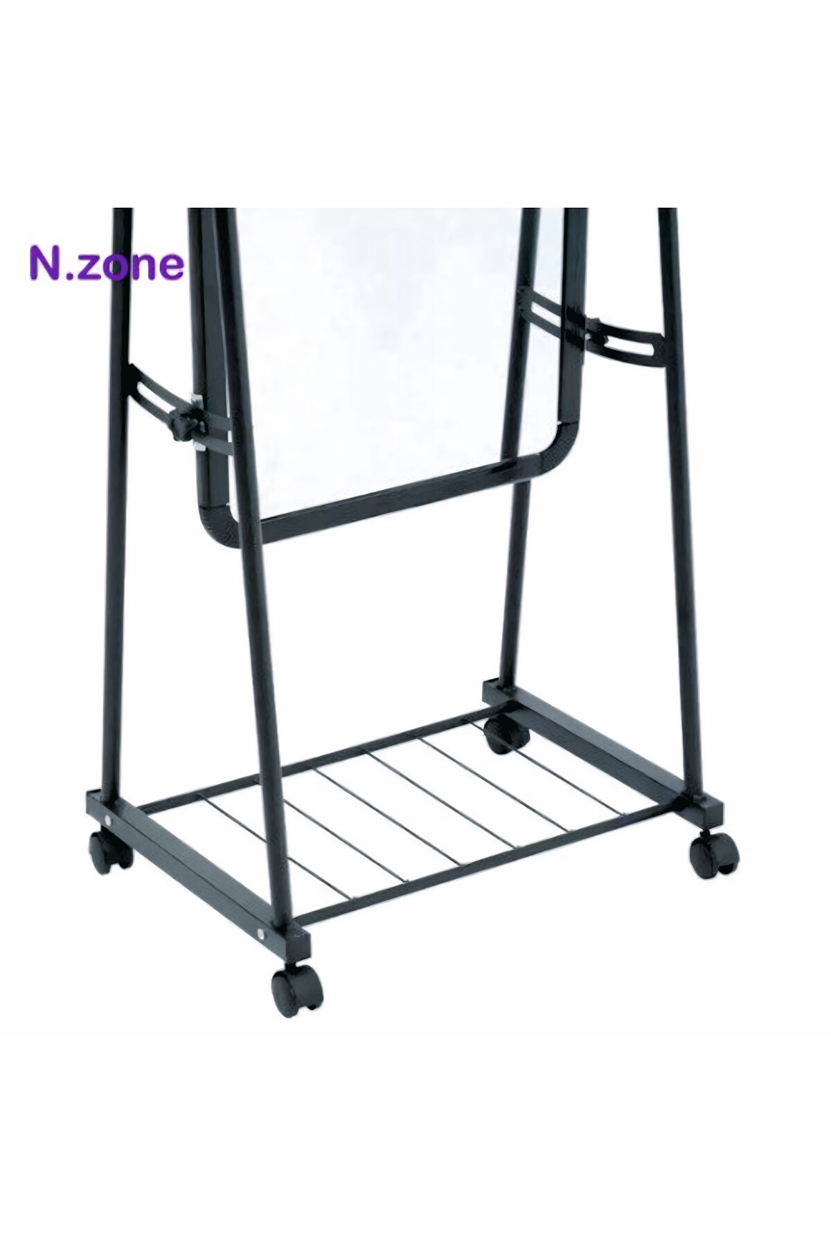 مرآة كاملة الطول مع حامل وعجلات  قابلة للتعديل مقاس 160x30سم باللون الأسود