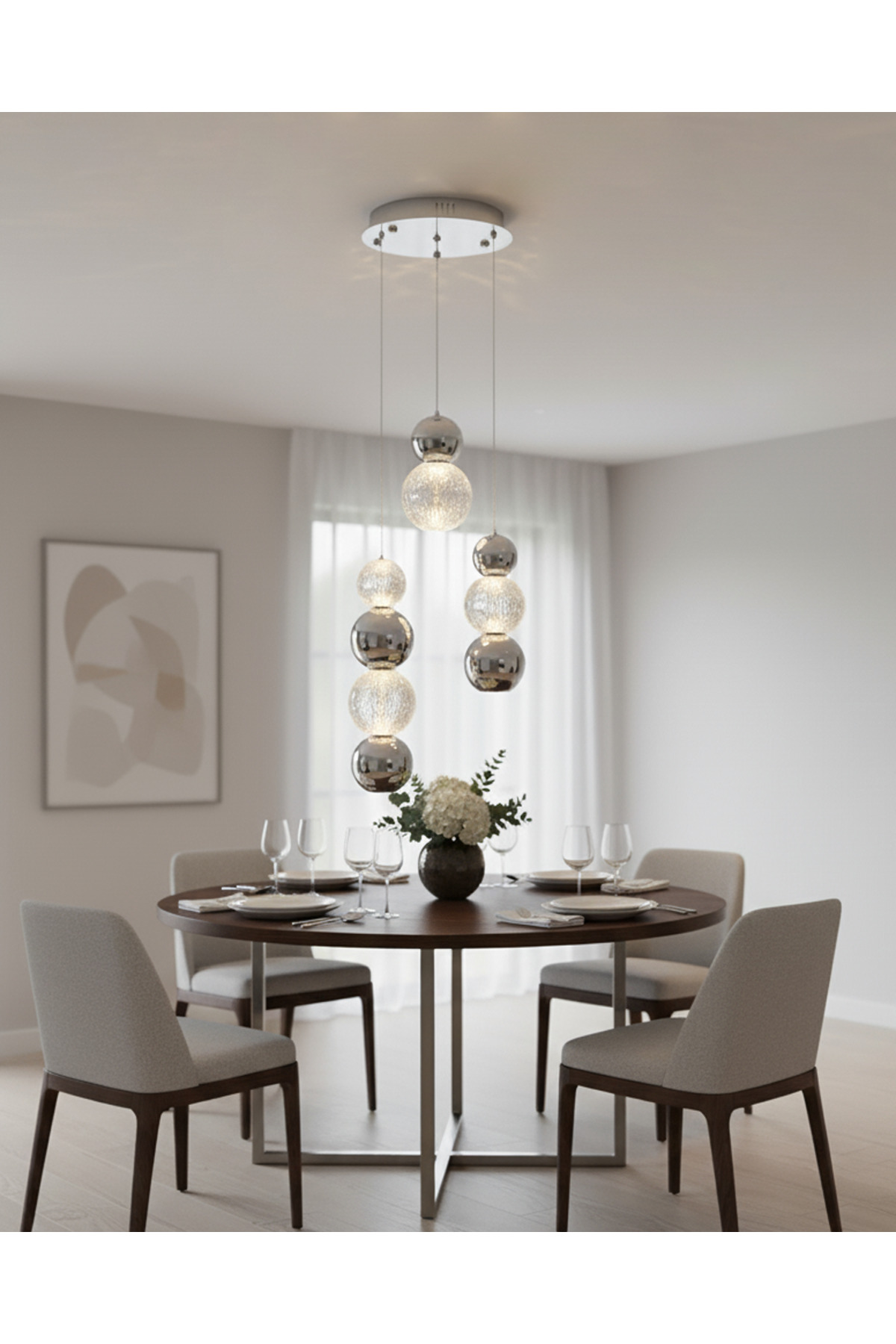 Özcan Aydınlatma 4136-3A-02 3'Lü Güneş Sarkıt Avize Krom - Fiyatı