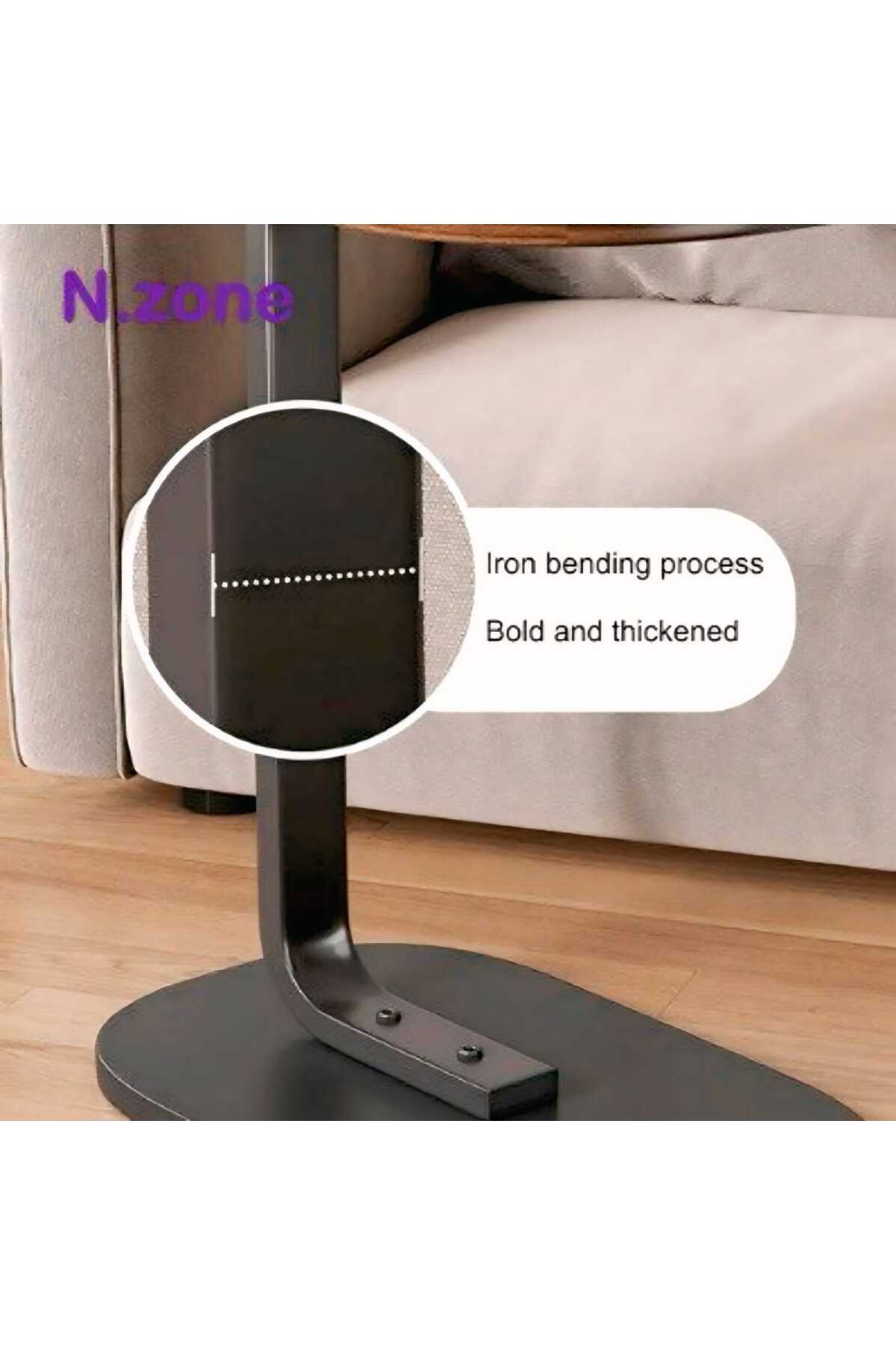 طقم من 4 قطع - طاولة قهوة عصرية | طاولة جانبية على شكل حرف C بسطح من الخشب الأسود وإطار معدني أسود