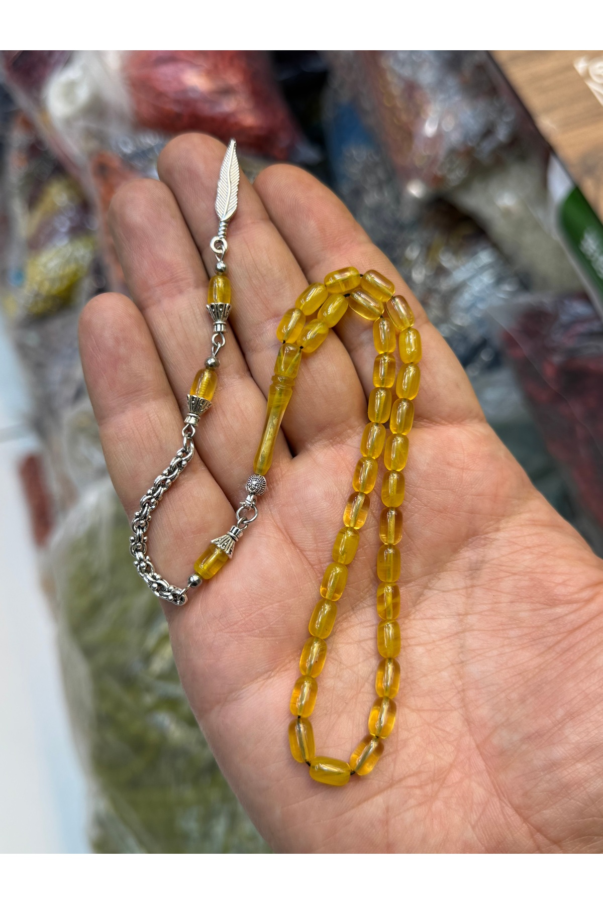 Wrist Length Hareli Squeeze Amber Rosary