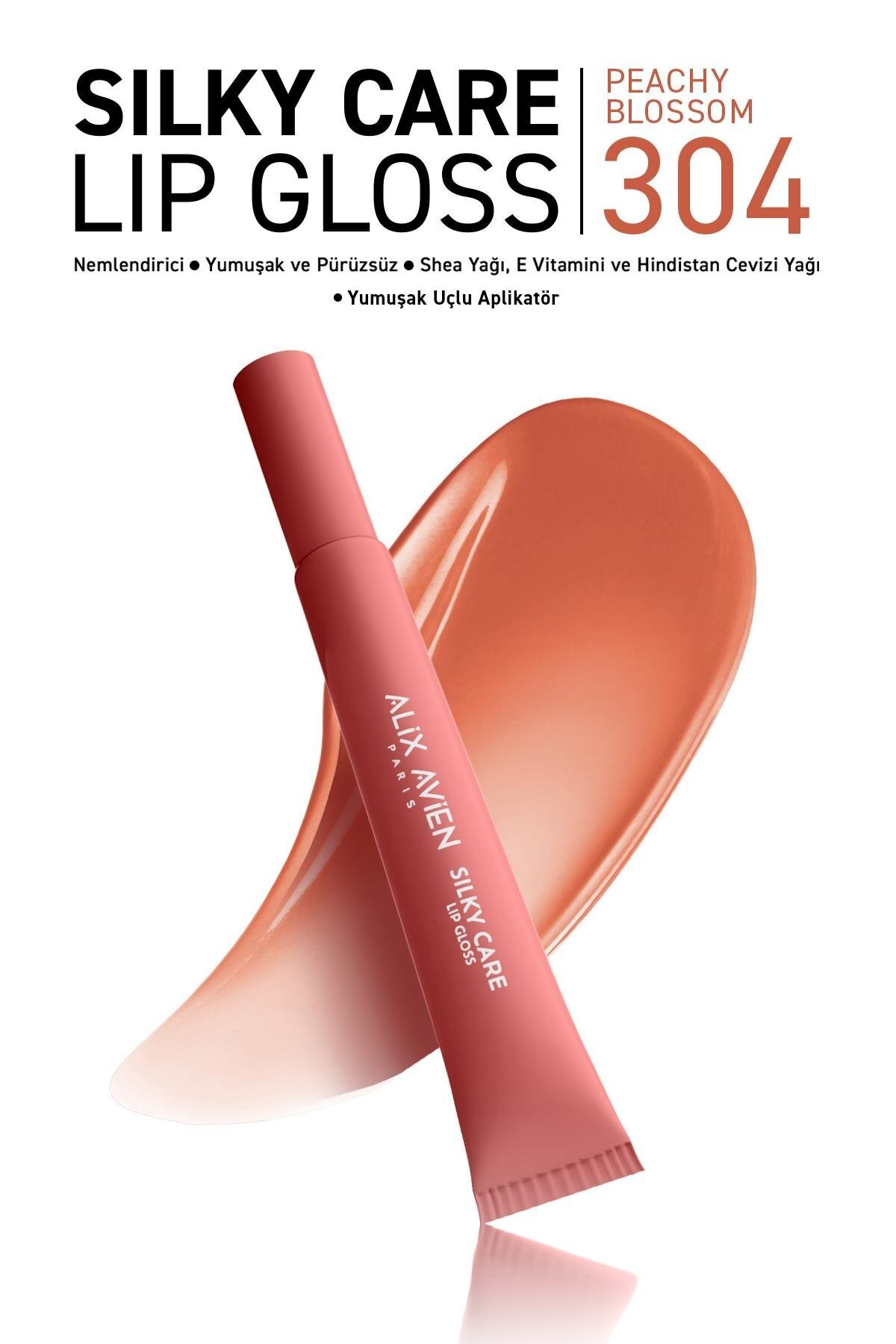 Alix Avien Dolgun Gürünüm ve Nemlendirici Etkili Dudak Parlatıcısı - Silky Care Lipgloss 304 Peachy Blossom