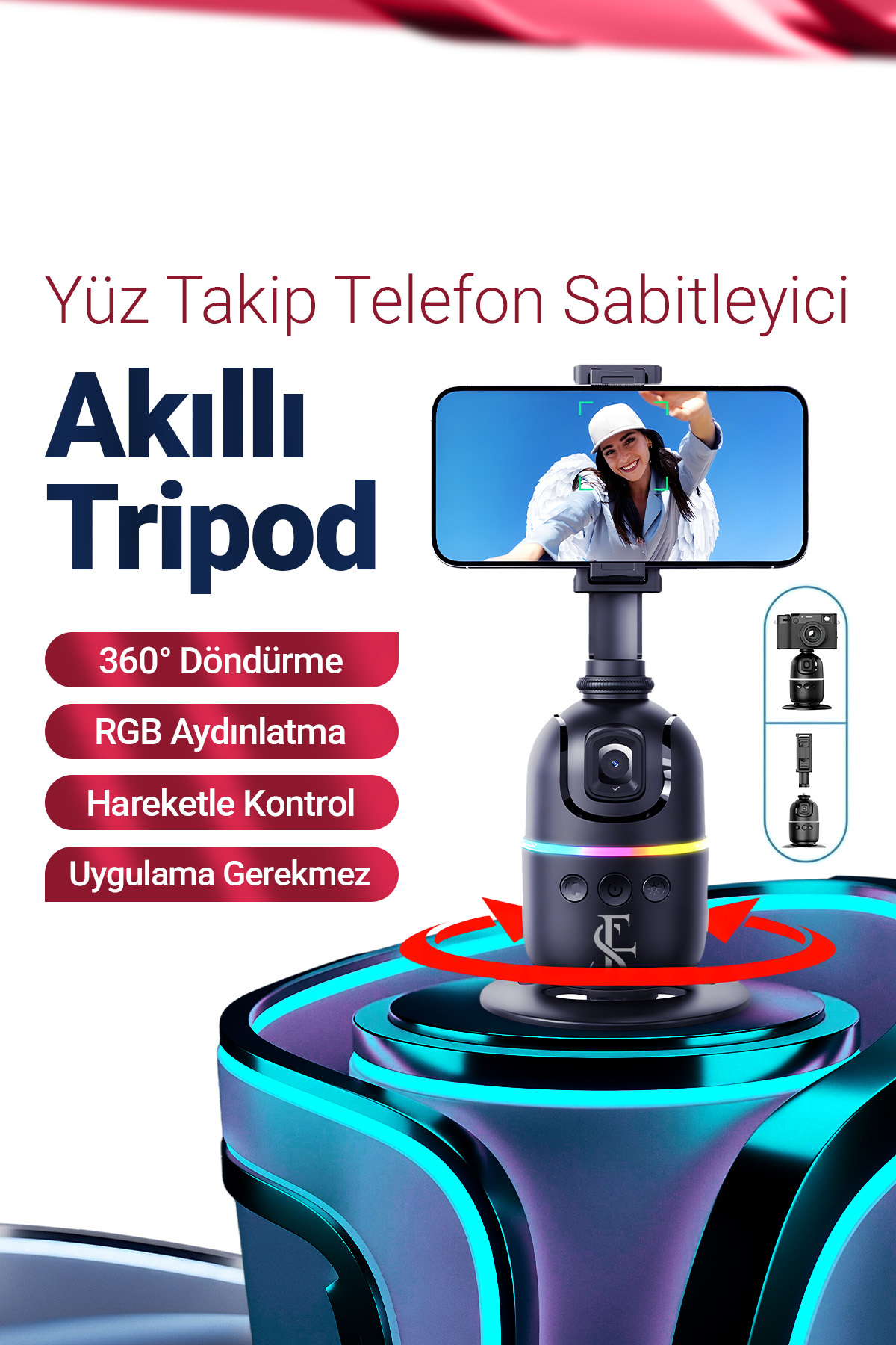 Face Tracking Phone Stabilizer Professional Gimbal 360° Holder Video Live Stream Smart Tripod