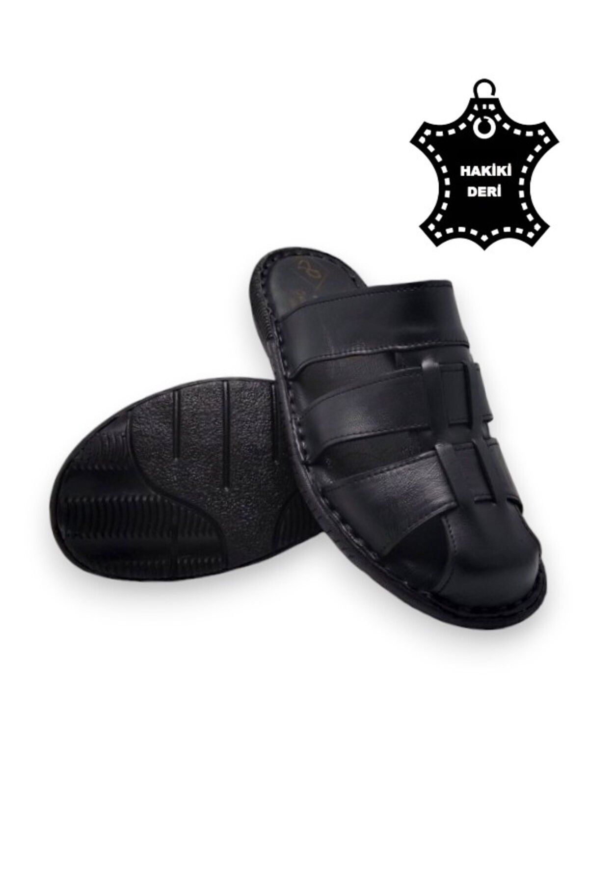 MAGIC SHOES Tamamen Hakiki Deri Ve Topuk Yastıklı Sistemli Ortopedik Erkek Terlik. görsel 5