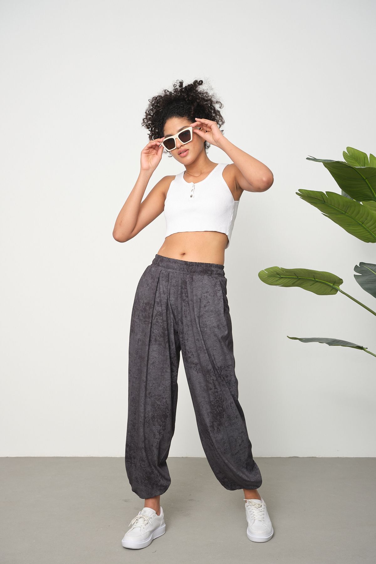 LİVE SPORT  Kadın Asit Yıkamalı Havuç Paça Cepli Cupra Şalvar - Görsel 6