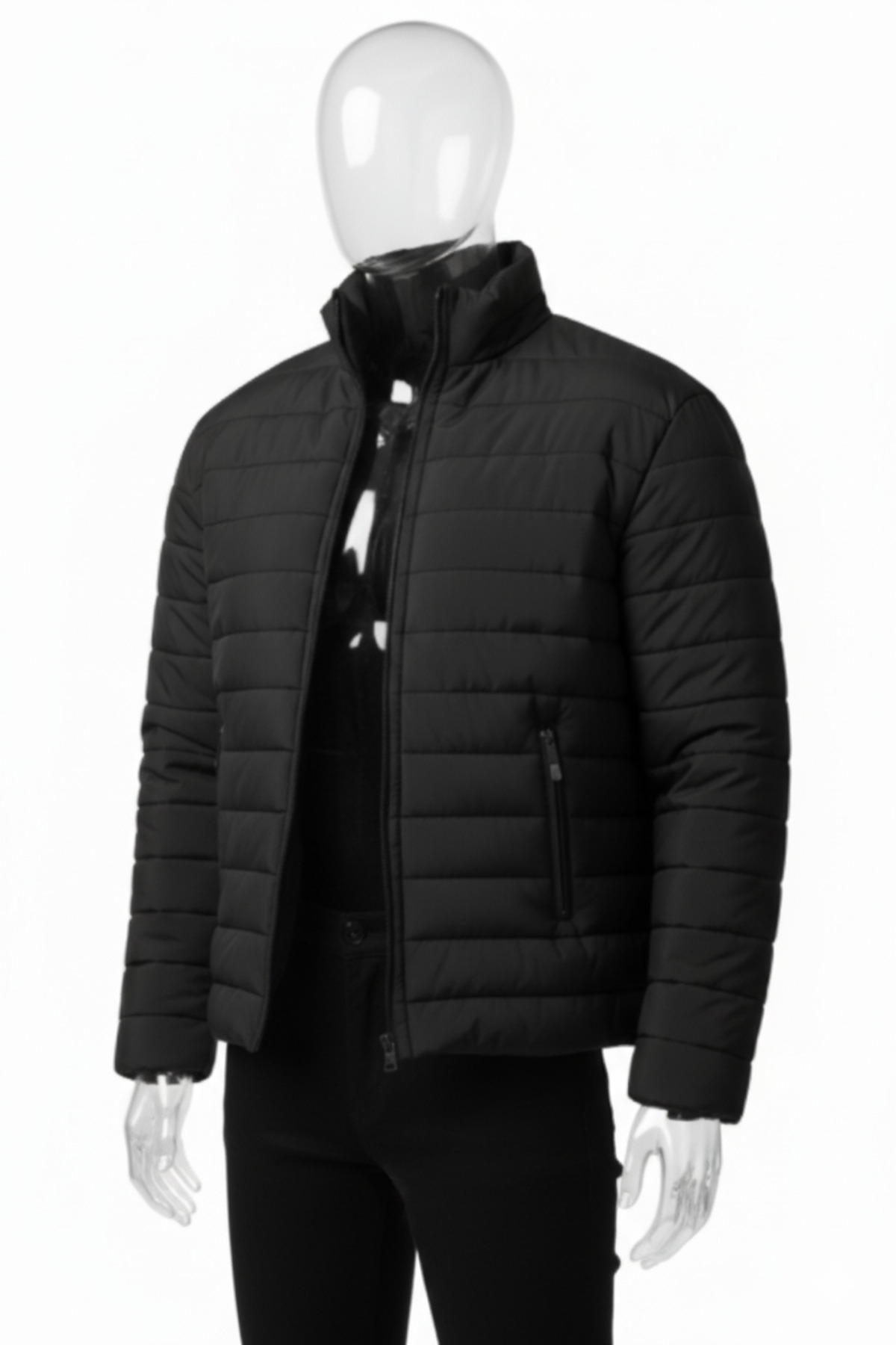 Gameyal  Erkek Siyah Kapitone Astarlı Çift Cepli Şişme Mont - Görsel 4