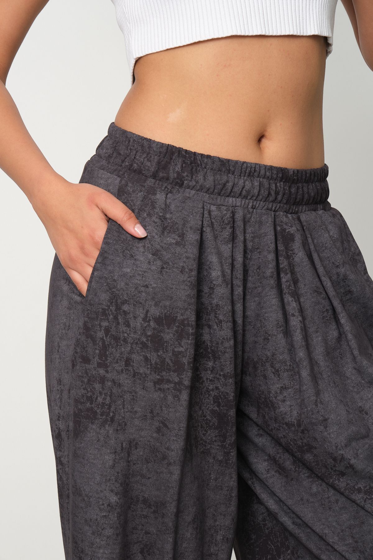 LİVE SPORT  Kadın Asit Yıkamalı Havuç Paça Cepli Cupra Şalvar - Görsel 7