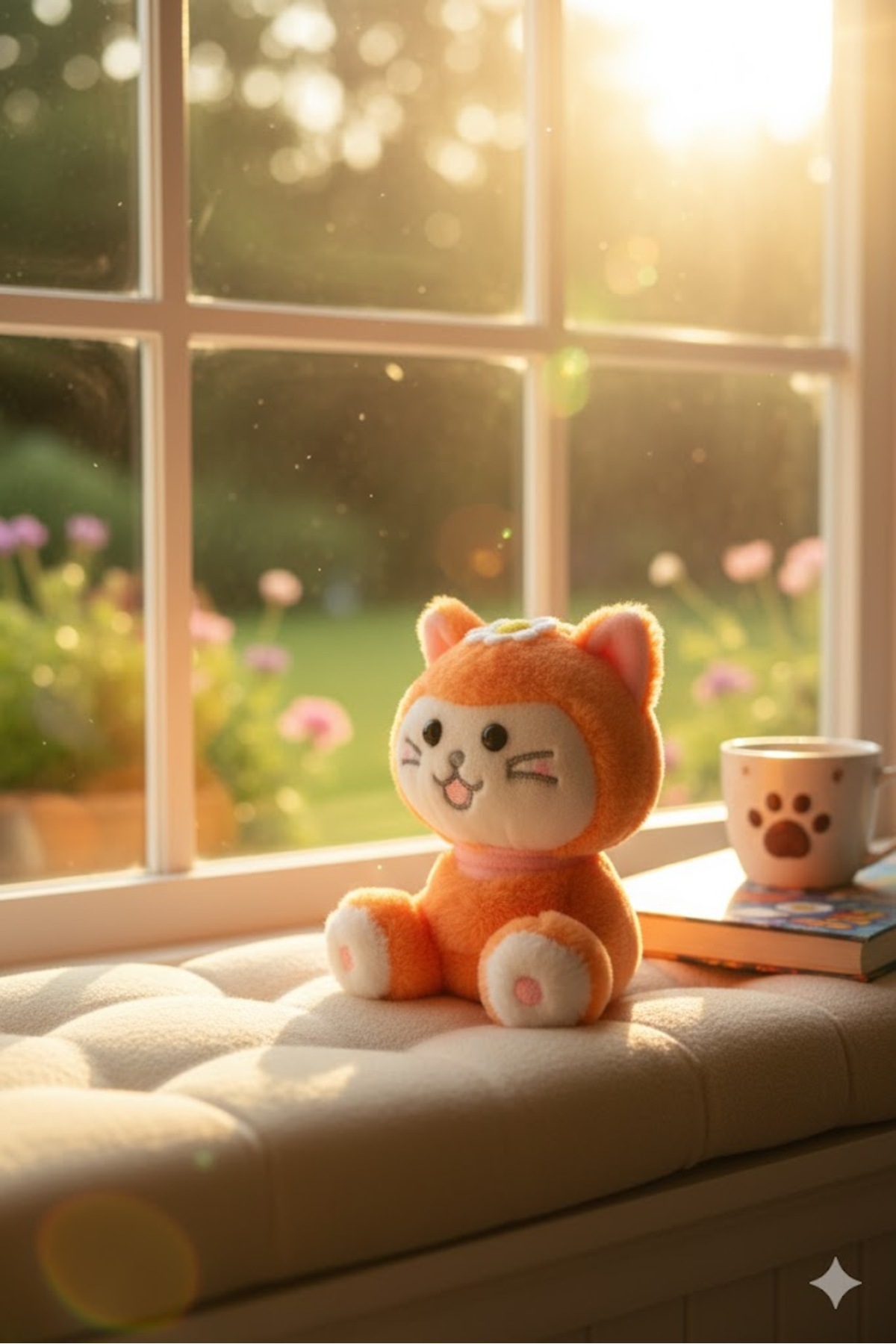 Pufline Fiyoklu Peluş Oyuncak Kedi Anahtarlık Çanta Süsü Çiçekli