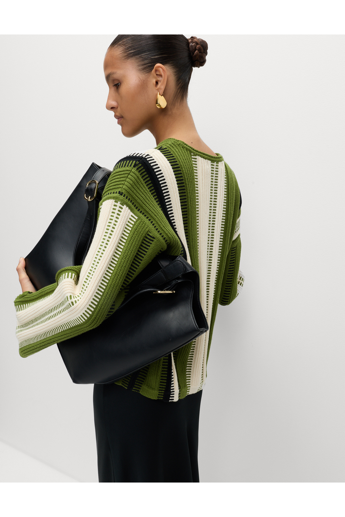 Marks & Spencer  Pamuk Karışımlı Çizgili Bisiklet Yaka Triko Kazak - Görsel 2