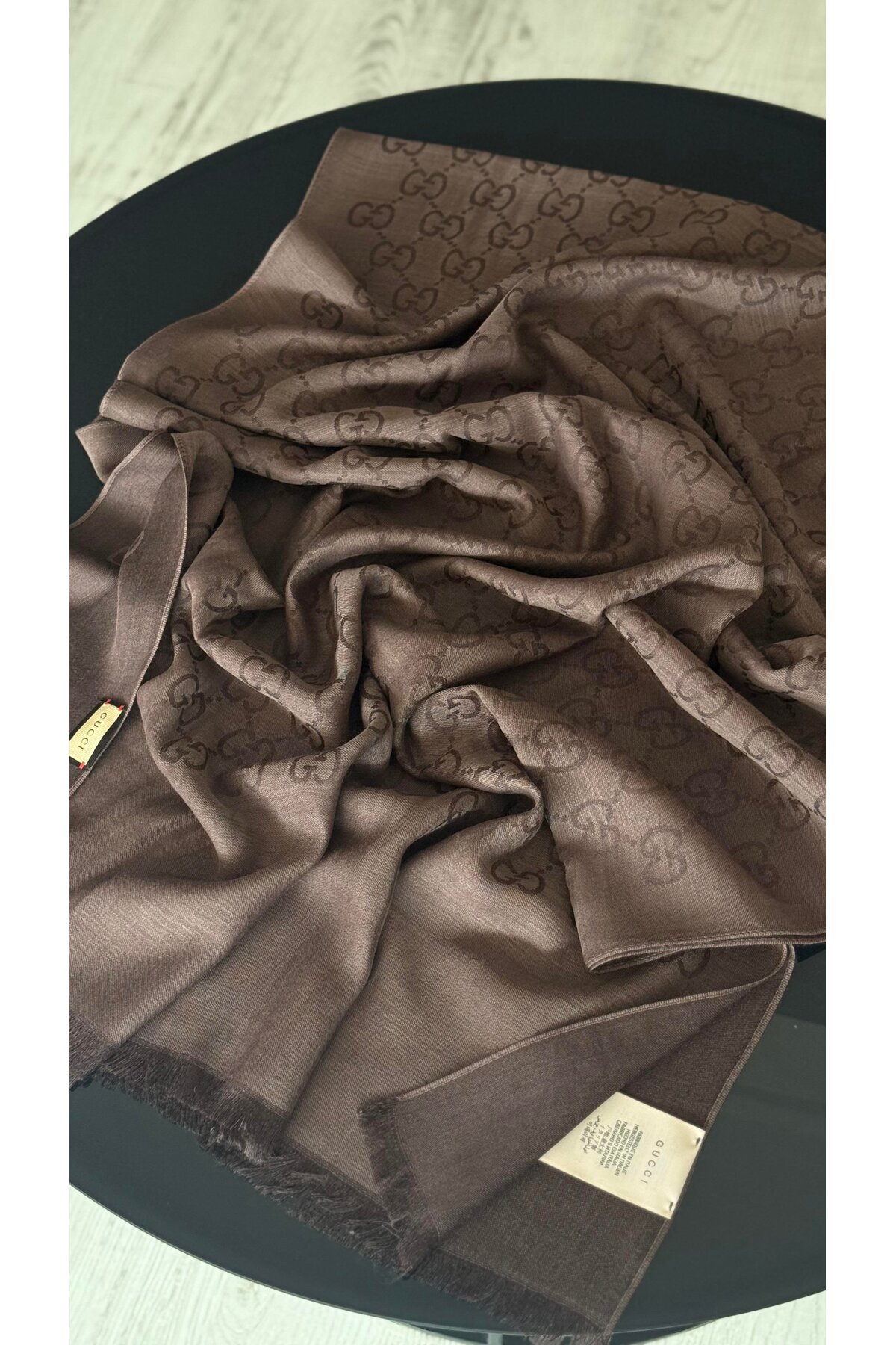 GC  Küllü Kahve Gucci Kaşmir Şal - Görsel 4