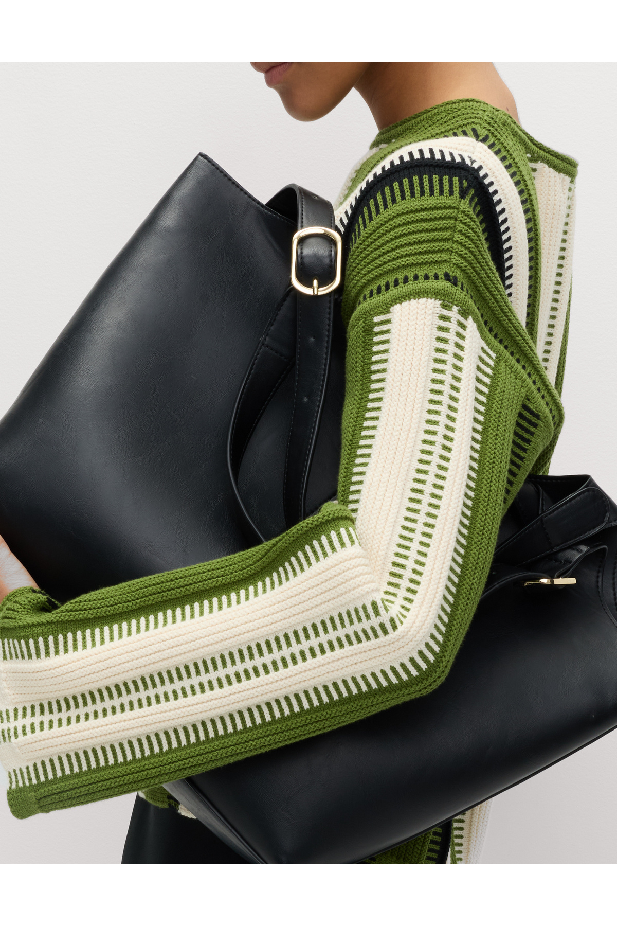 Marks & Spencer  Pamuk Karışımlı Çizgili Bisiklet Yaka Triko Kazak - Görsel 5